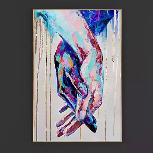 Pictures295 painting of two hands holding each Low-poly 3D model