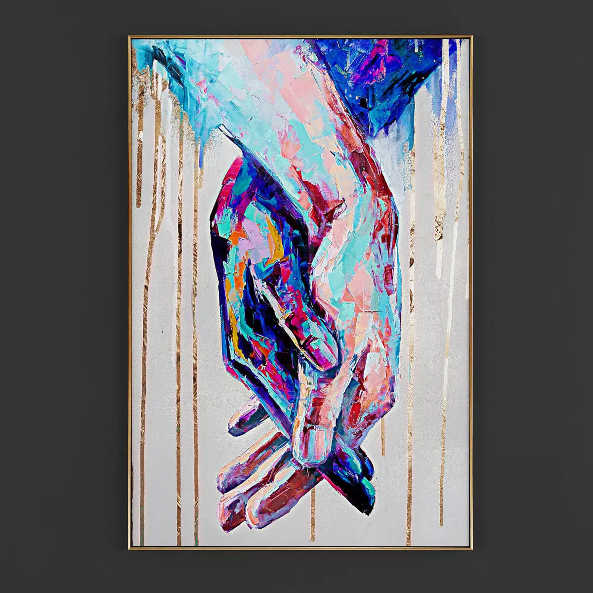 Pictures295 painting of two hands holding each Low-poly 3D model_0