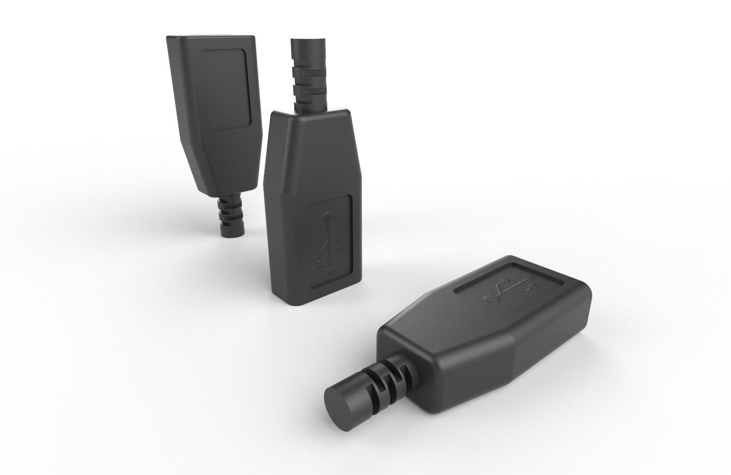 USB M14 Type C Female Low-poly 3D model_13