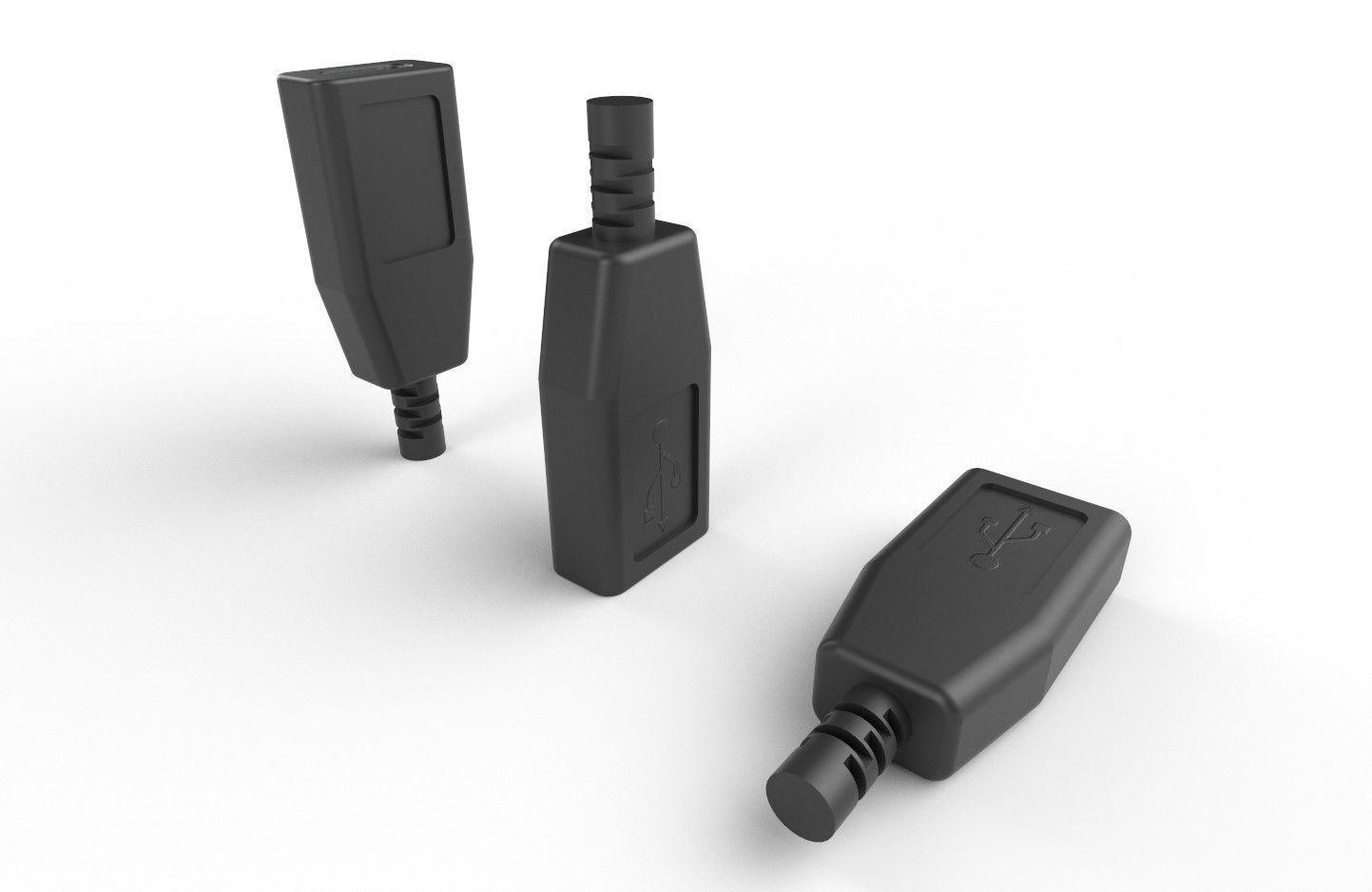 USB M14 Type C Female Low-poly 3D model_12