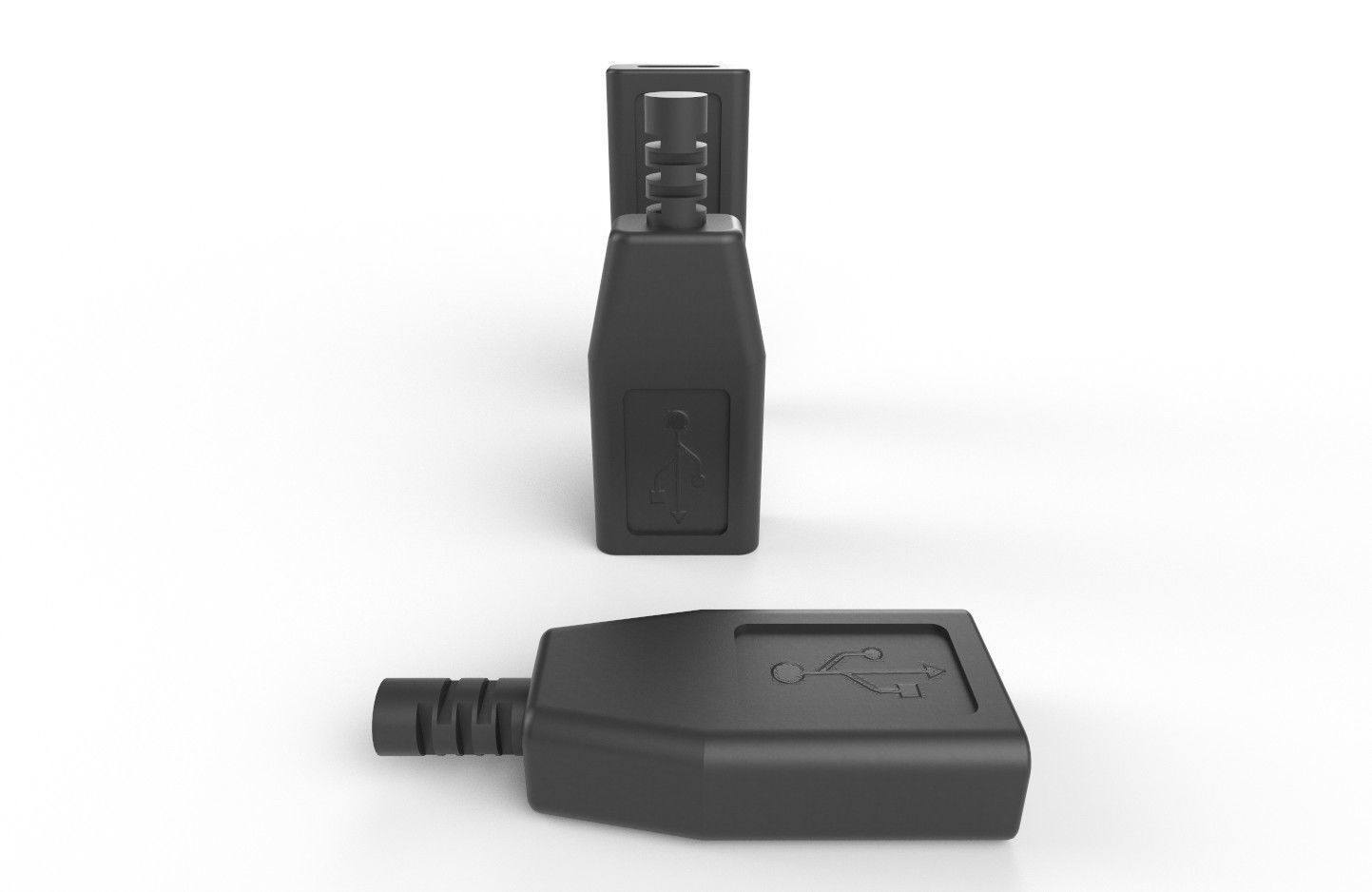 USB M14 Type C Female Low-poly 3D model_14