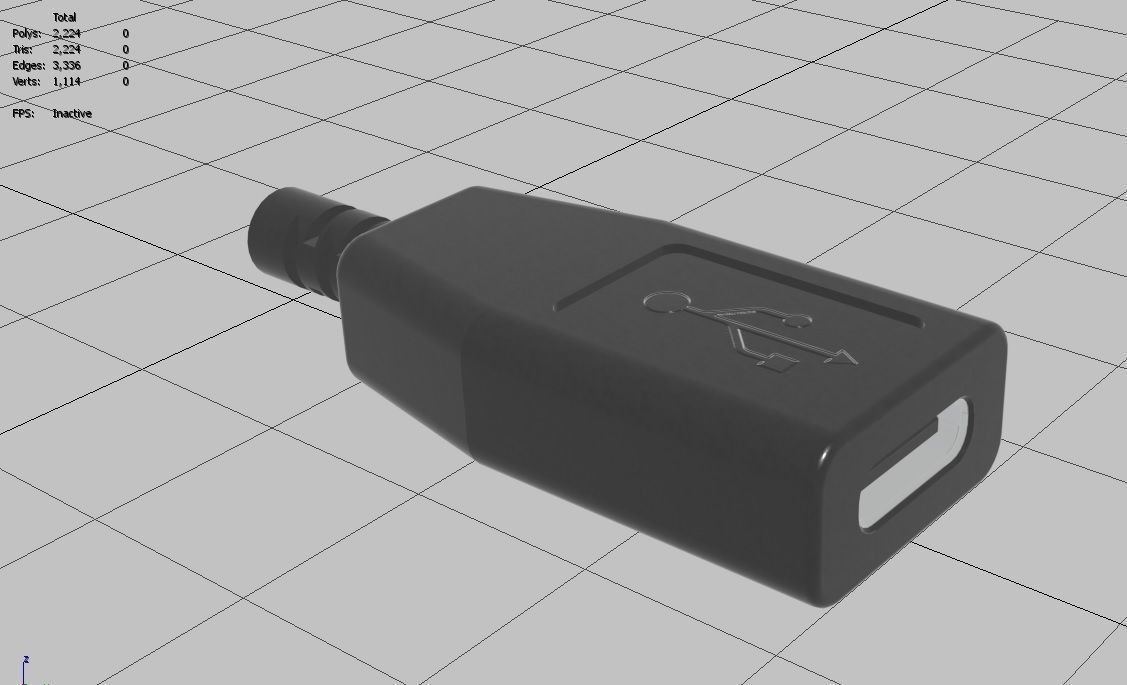 USB M14 Type C Female Low-poly 3D model_16