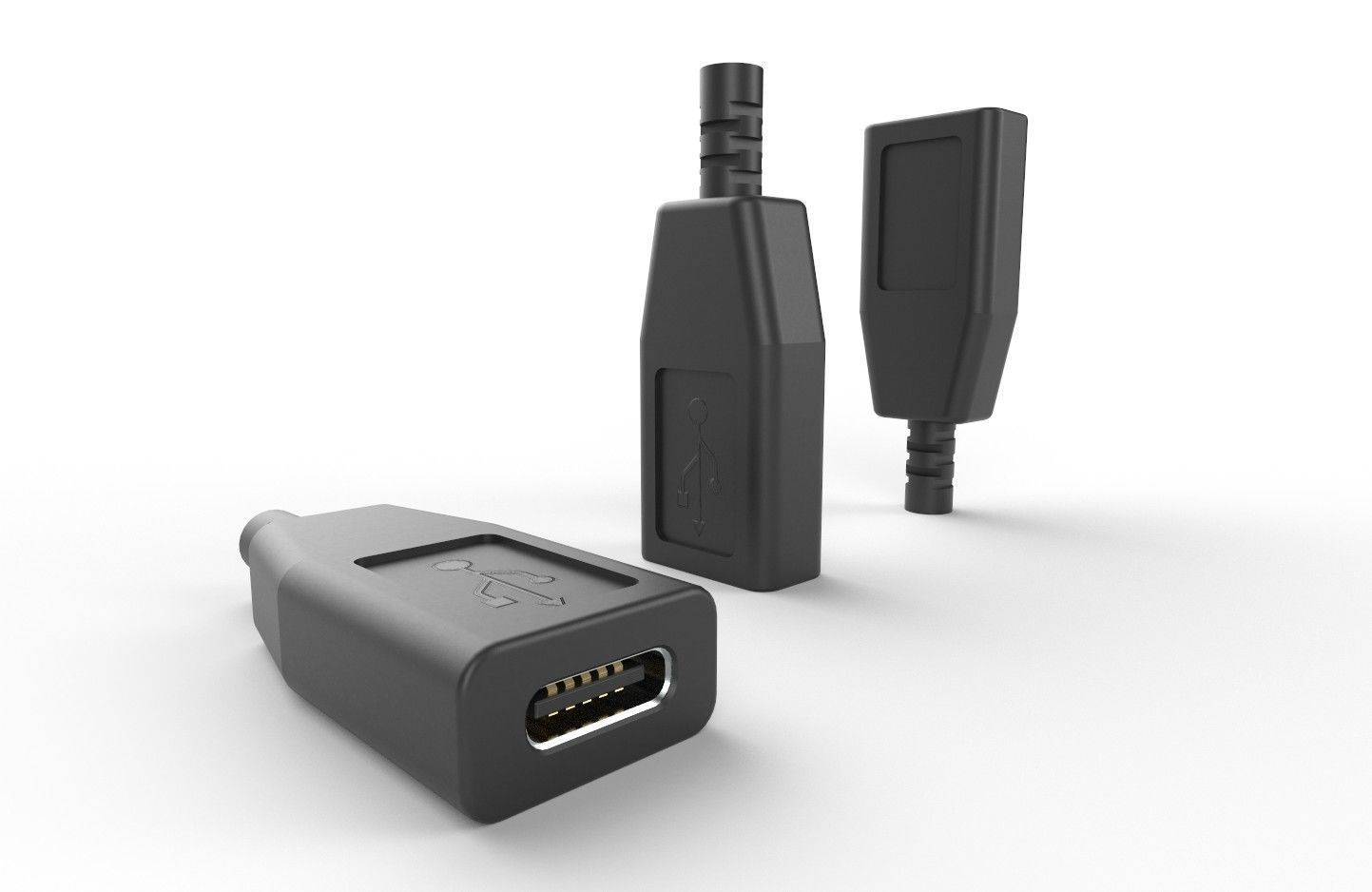 USB M14 Type C Female Low-poly 3D model_3