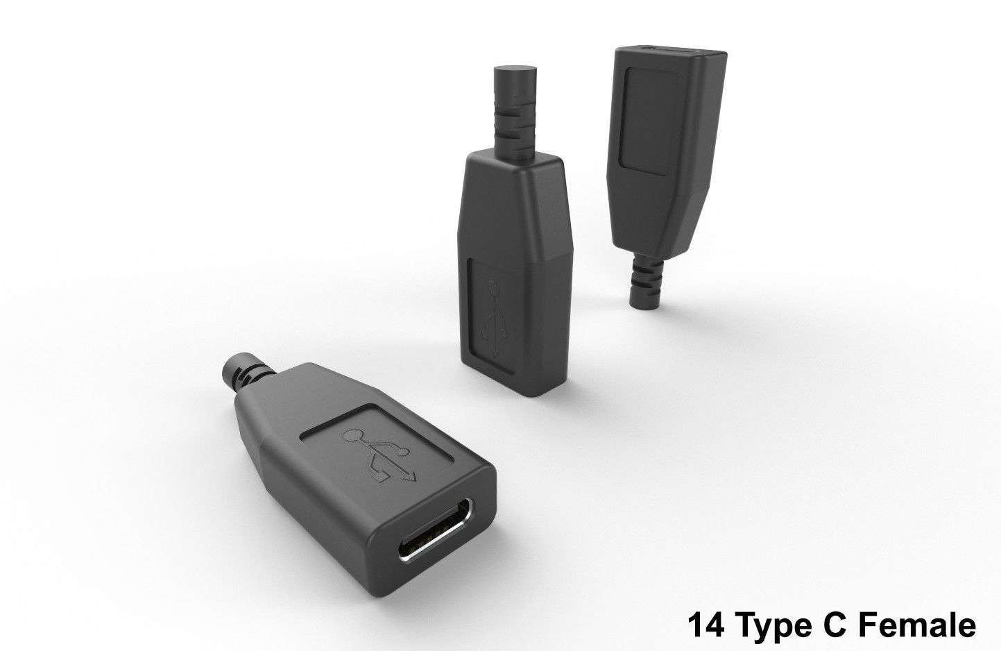 USB M14 Type C Female Low-poly 3D model_17