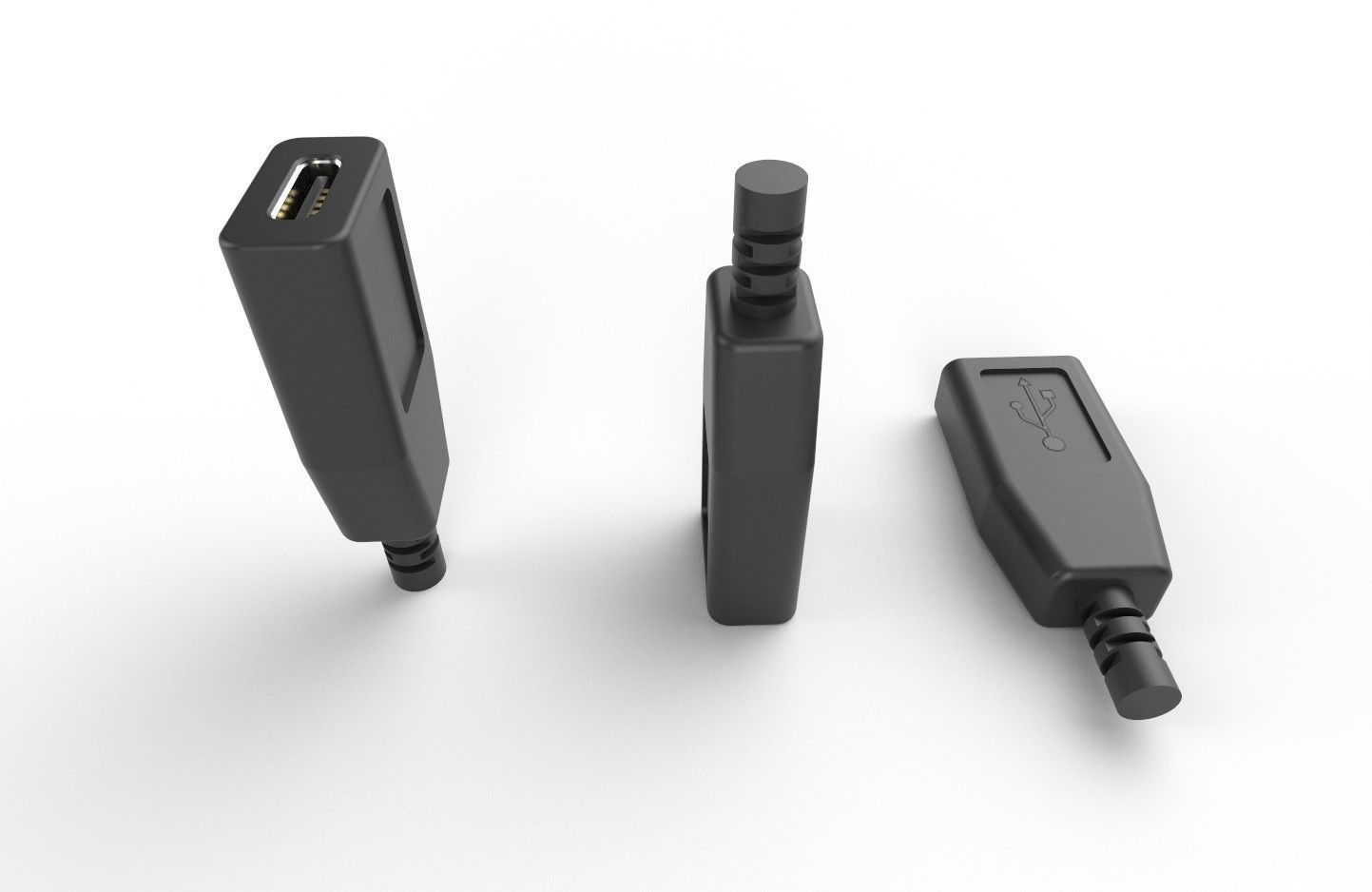 USB M14 Type C Female Low-poly 3D model_10