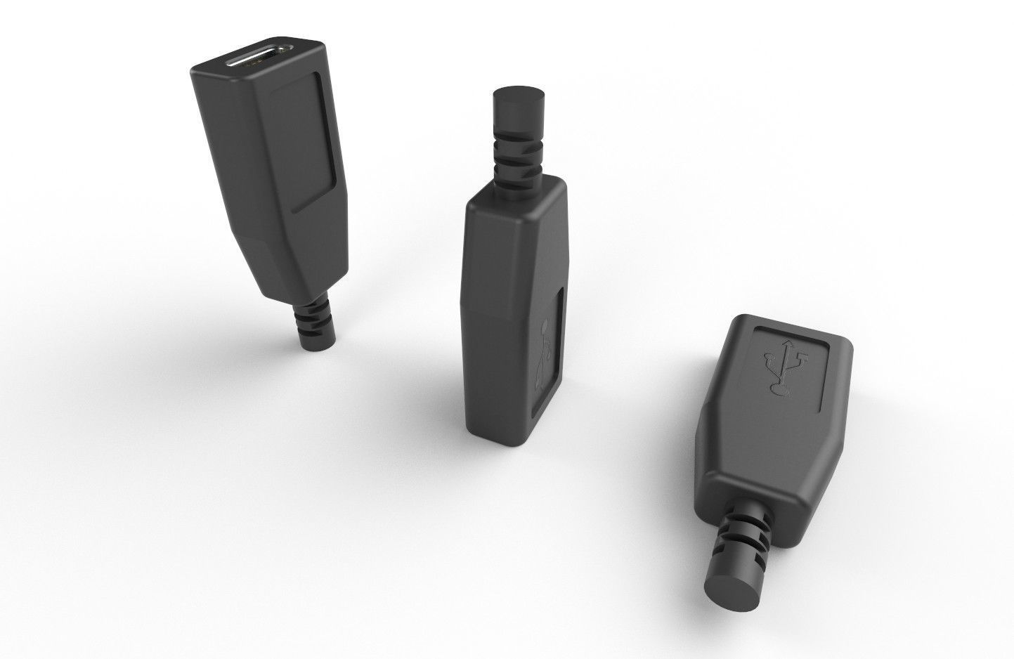 USB M14 Type C Female Low-poly 3D model_11