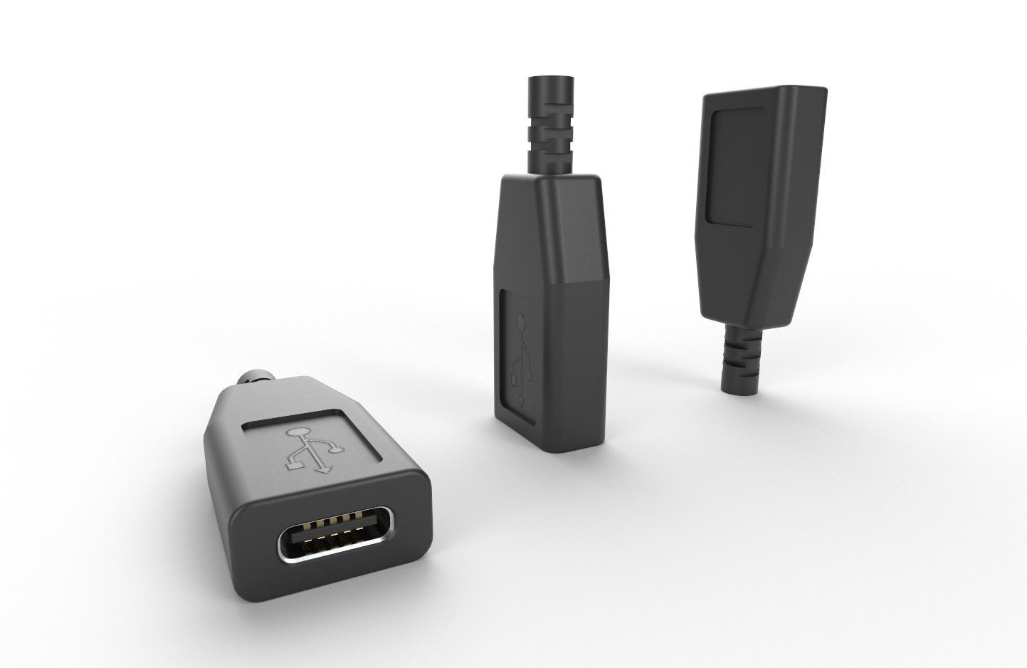 USB M14 Type C Female Low-poly 3D model_5