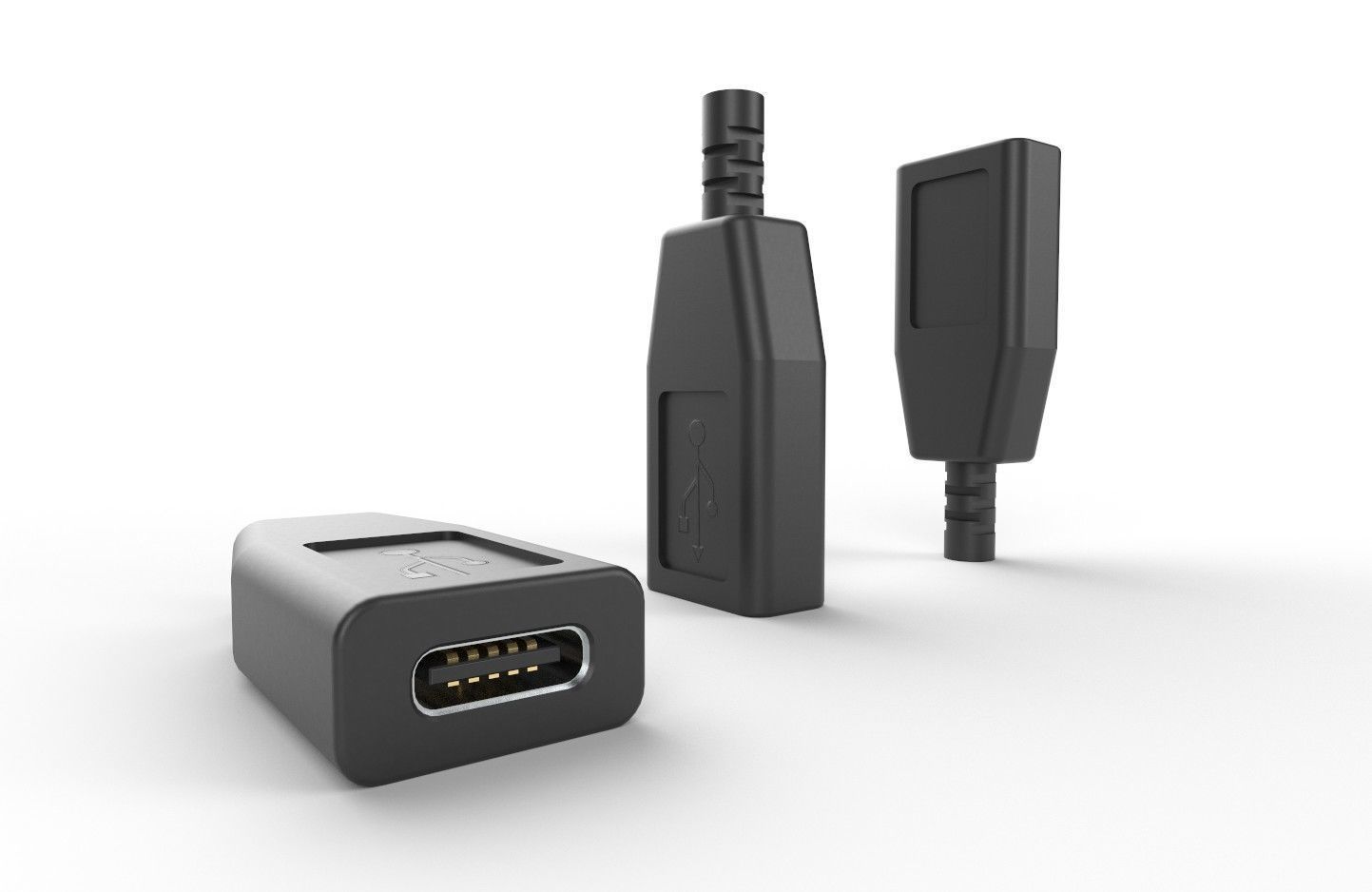 USB M14 Type C Female Low-poly 3D model_4