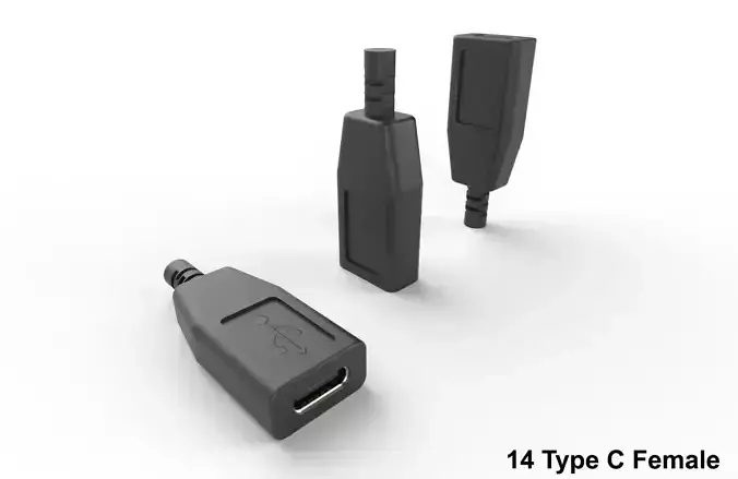USB M14 Type C Female Low-poly 3D model