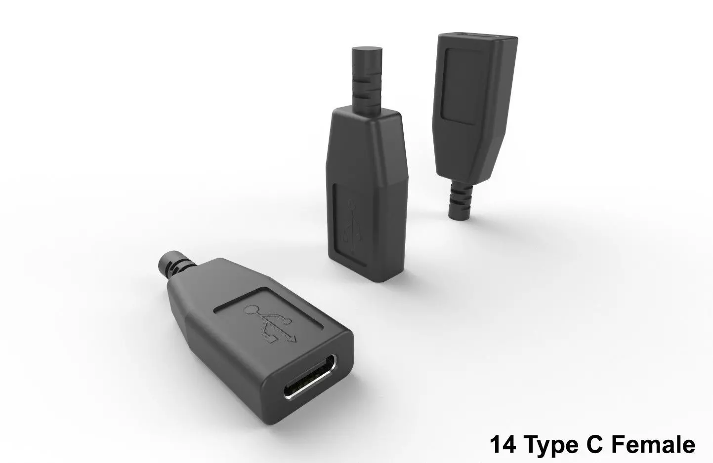 USB M14 Type C Female Low-poly 3D model_0