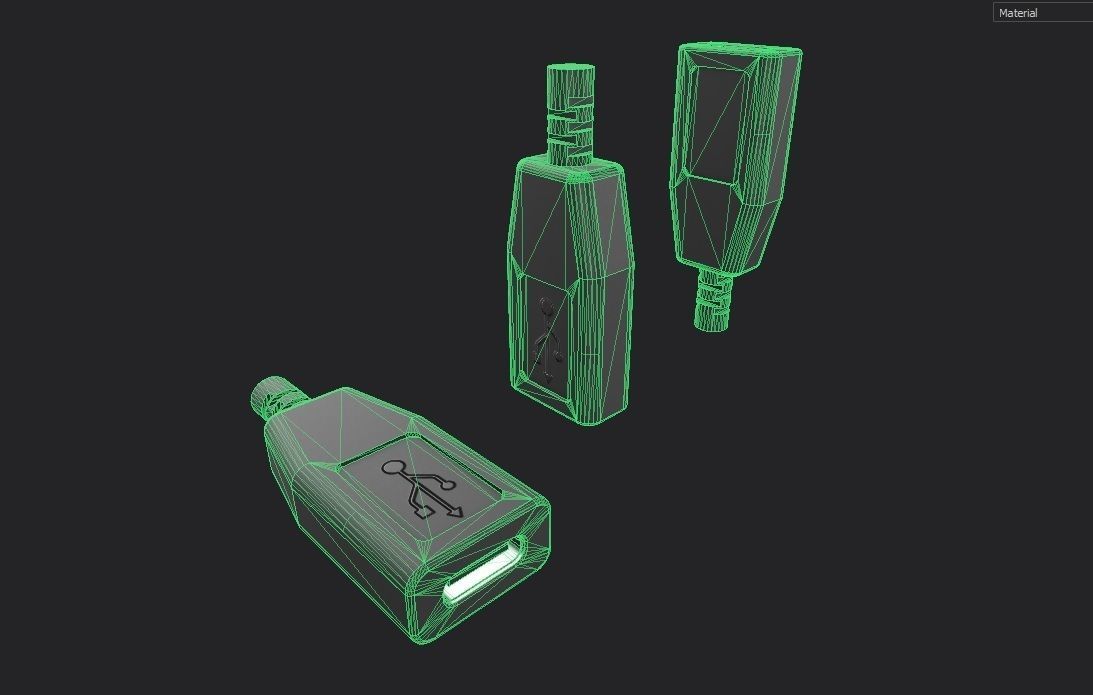 USB M14 Type C Female Low-poly 3D model_19