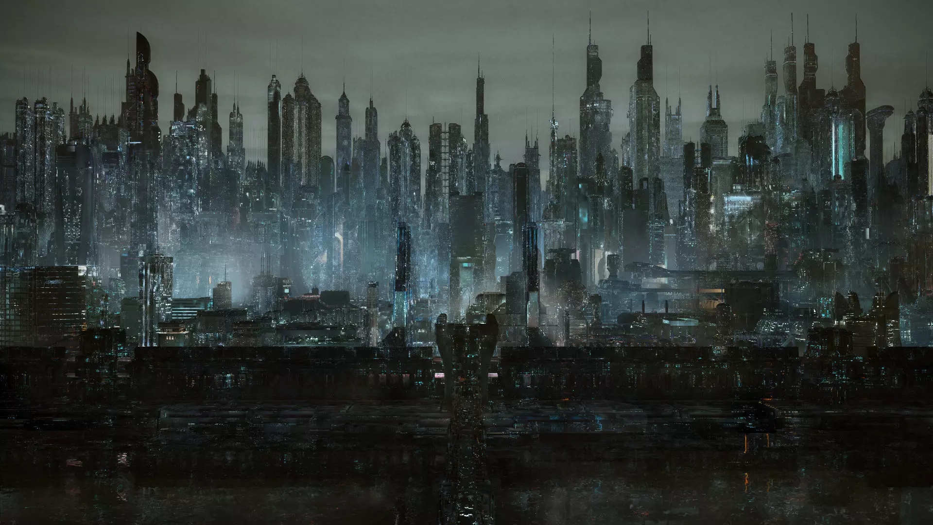 Cyberview futuristic city hd wallpaper 3D model