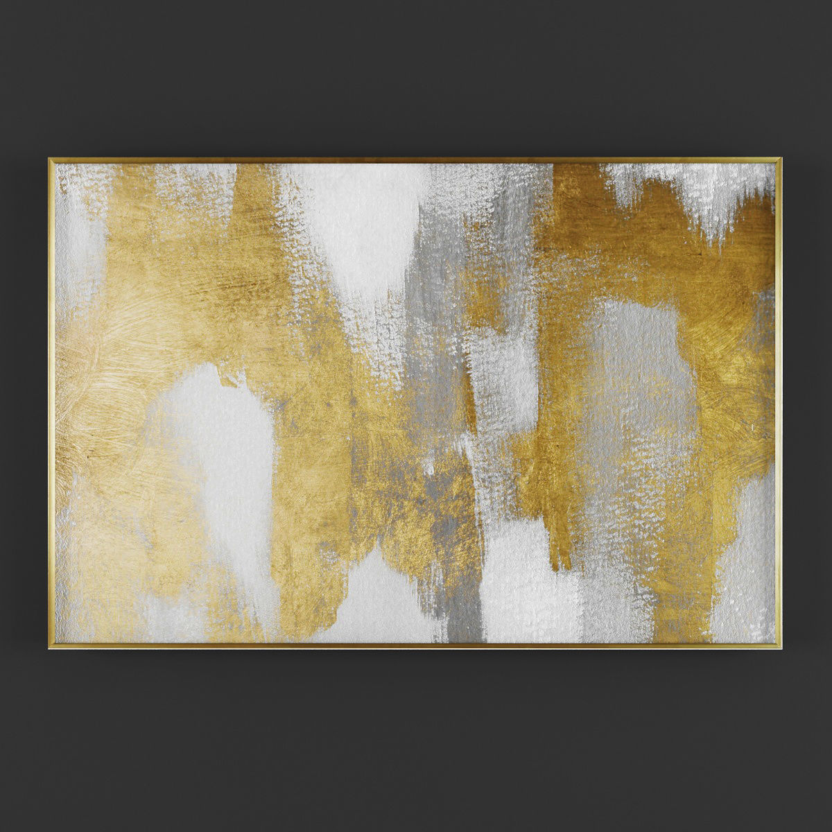Pictures300 gold and abstract painting Low-poly 3D model_1