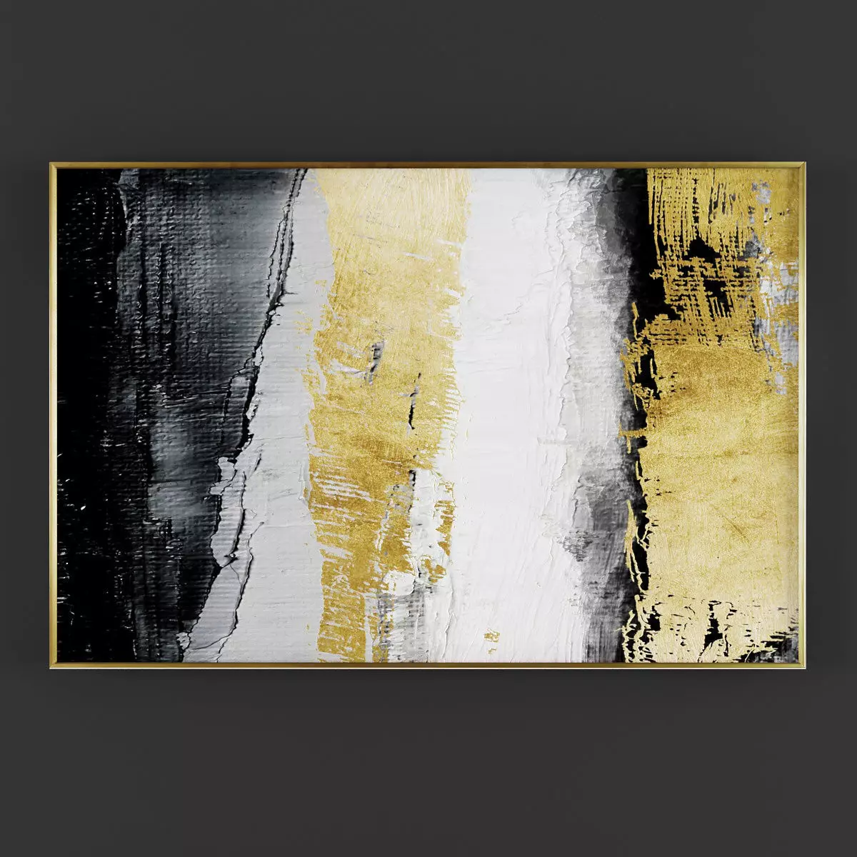 Pictures300 gold and abstract painting Low-poly 3D model_0