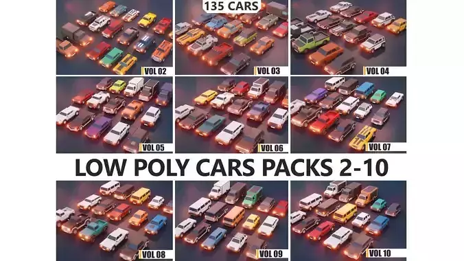 Low Poly Cars Mega Pack Vol 2-10 lowpoly low-poly Low-poly 3D model