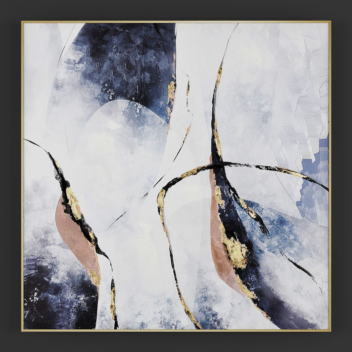 Pictures302 abstract painting with gold and swirls Low-poly 3D model_2