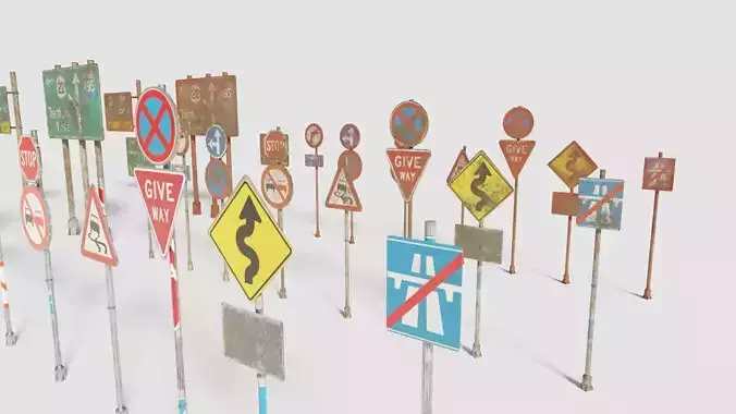 street and traffic signs with pbr textures