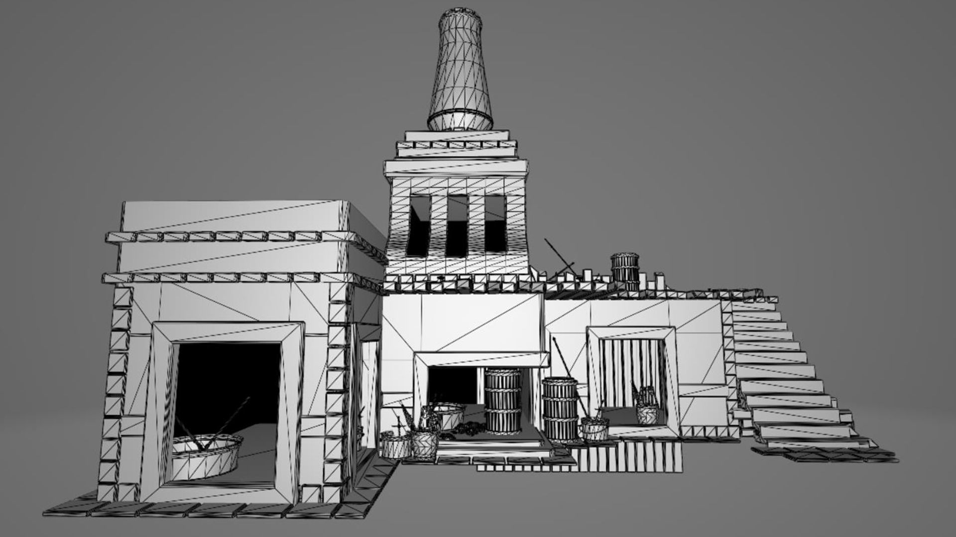 Medieval Blacksmith Forge Low-poly 3D model_4