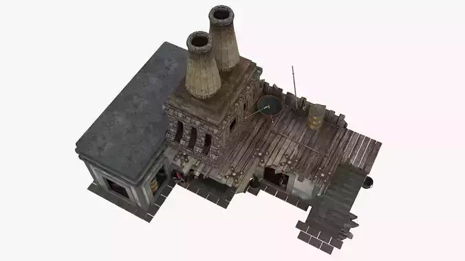 Medieval Blacksmith Forge Low-poly 3D model