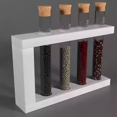 Stand with glass test tubes filled with pepper 3D model