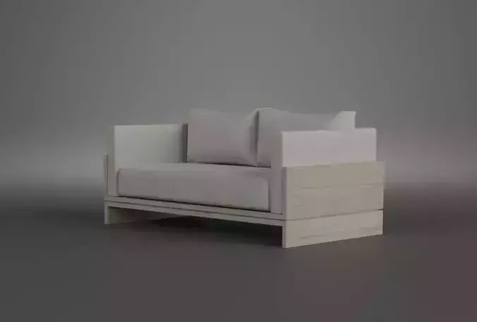 Sofa with wooden base 1600mm - 3D Model