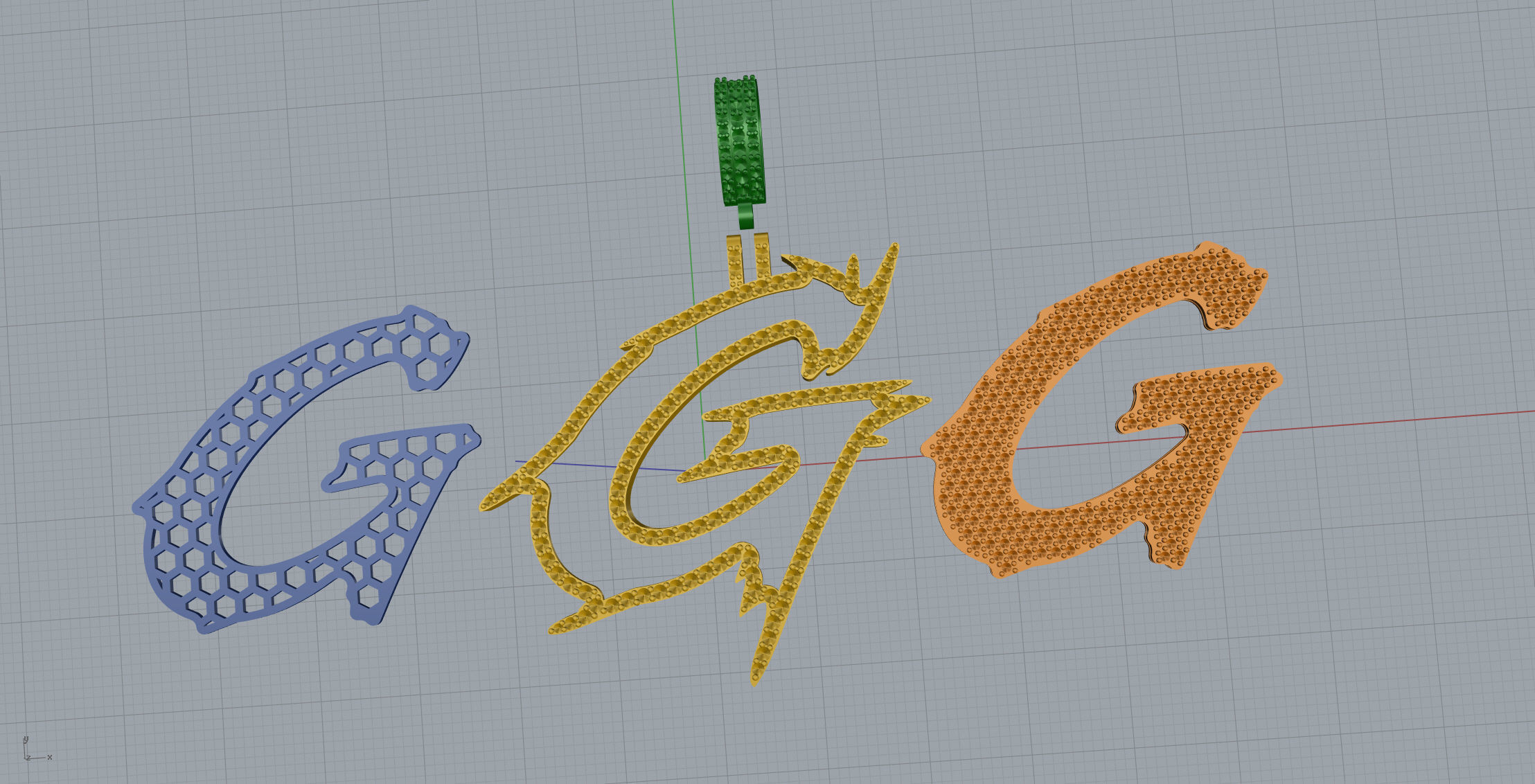 G Font Pendant 3D print model_11