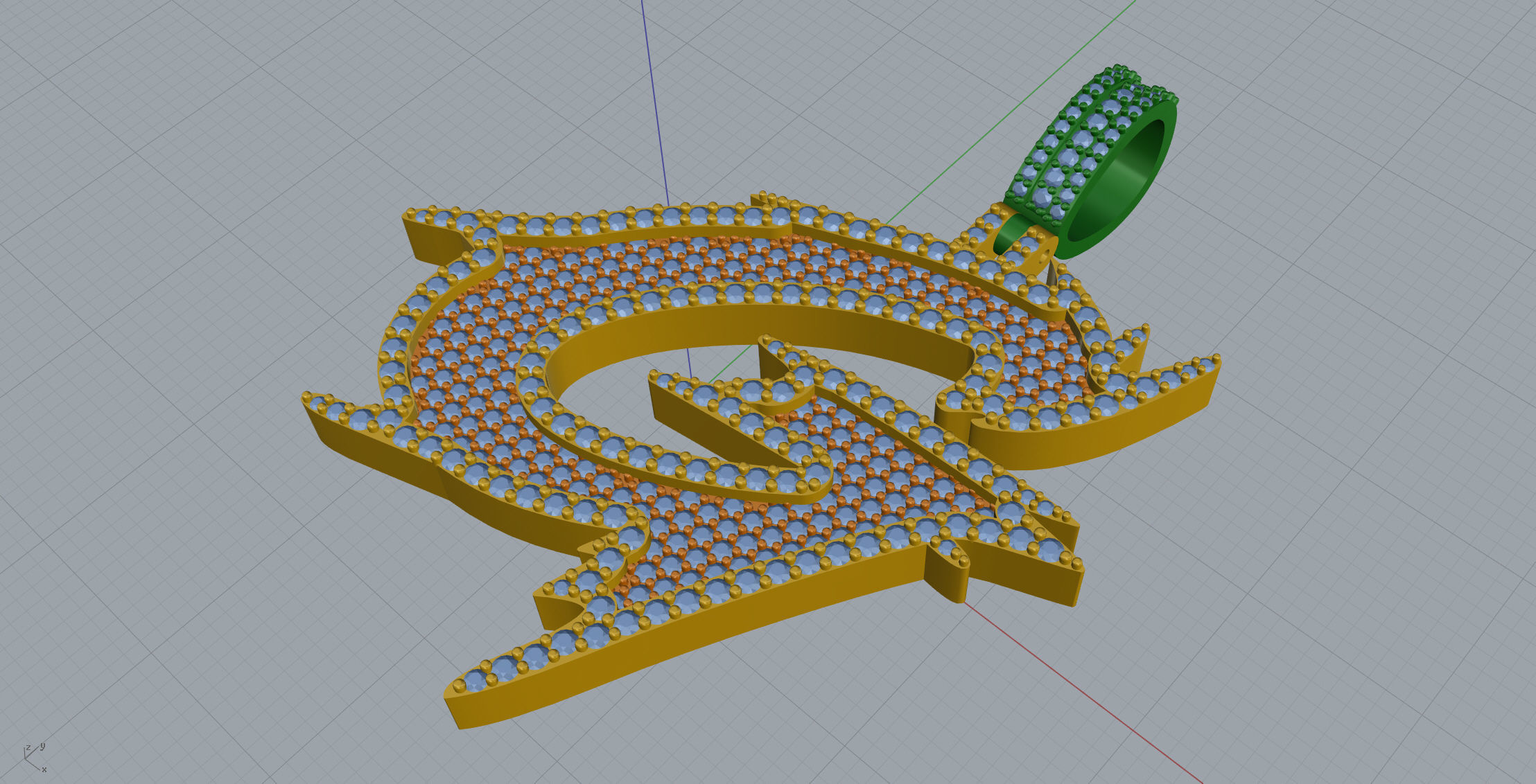 G Font Pendant 3D print model_7