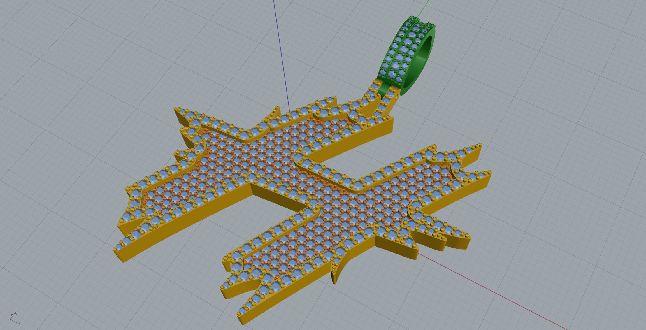 H Font Pendant 3D print model_7