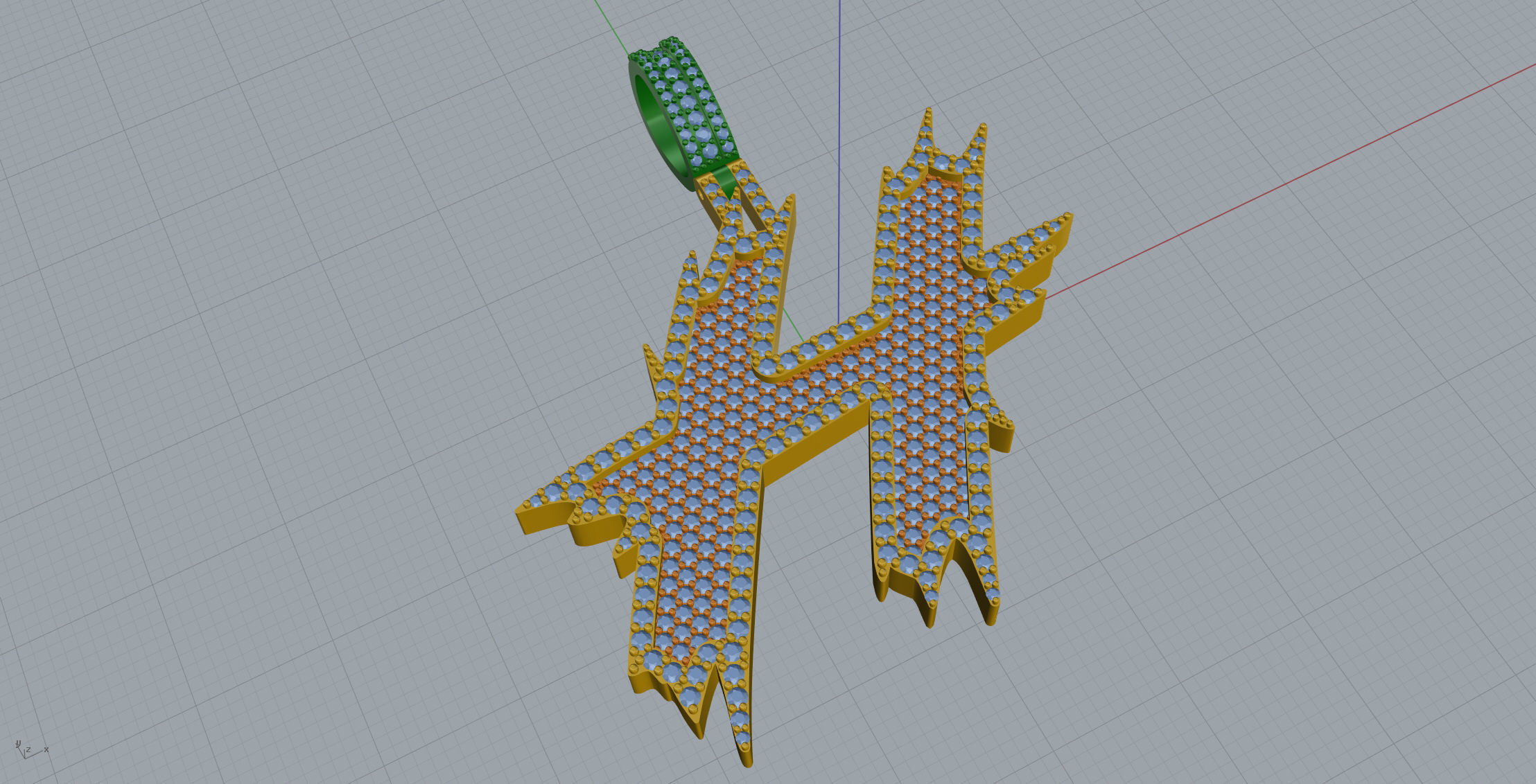 H Font Pendant 3D print model_1