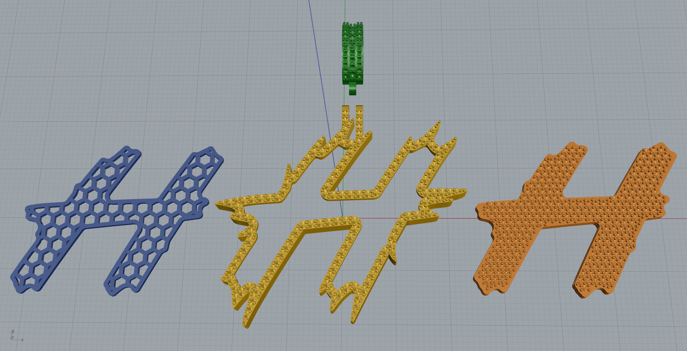 H Font Pendant 3D print model_11