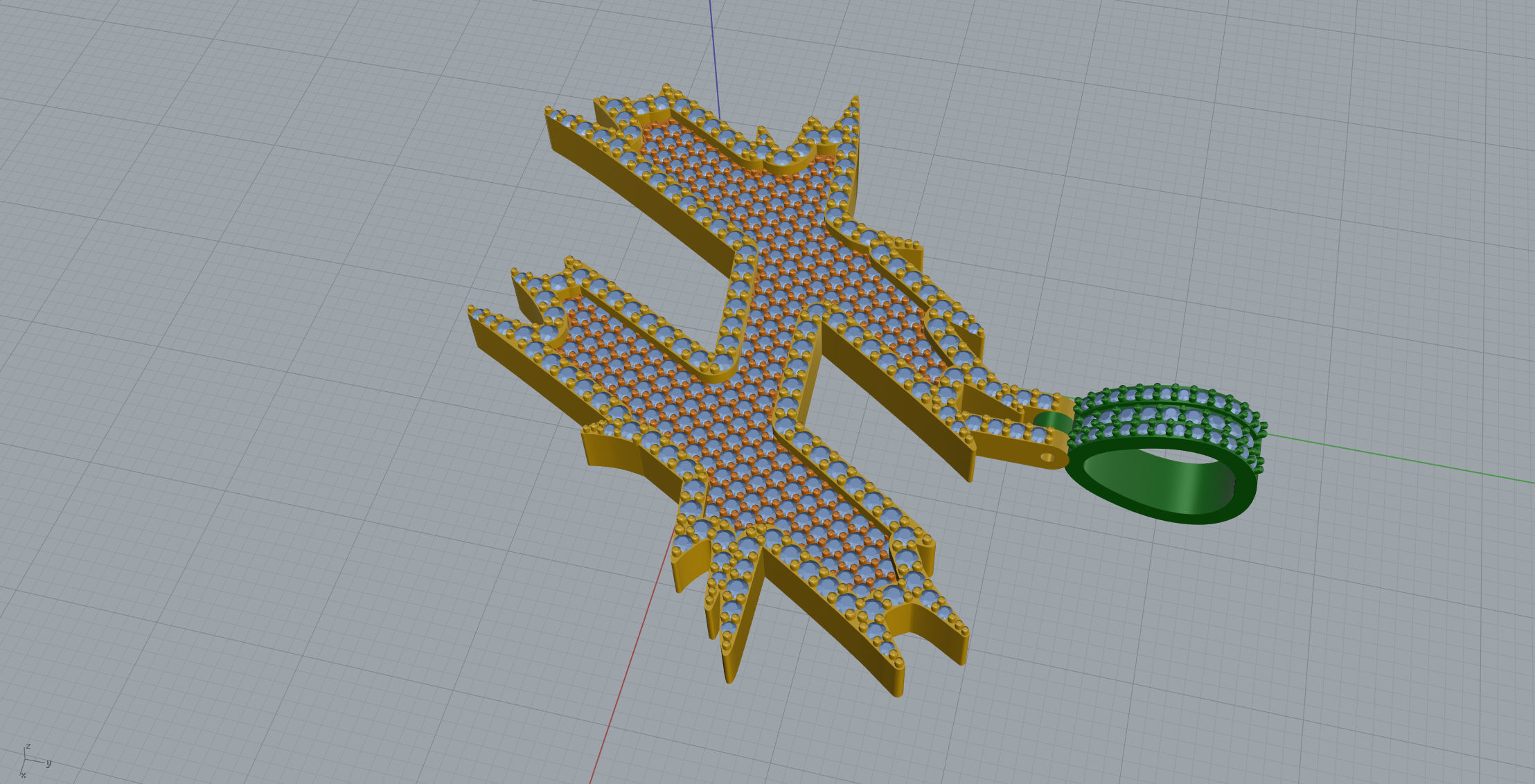 H Font Pendant 3D print model_6