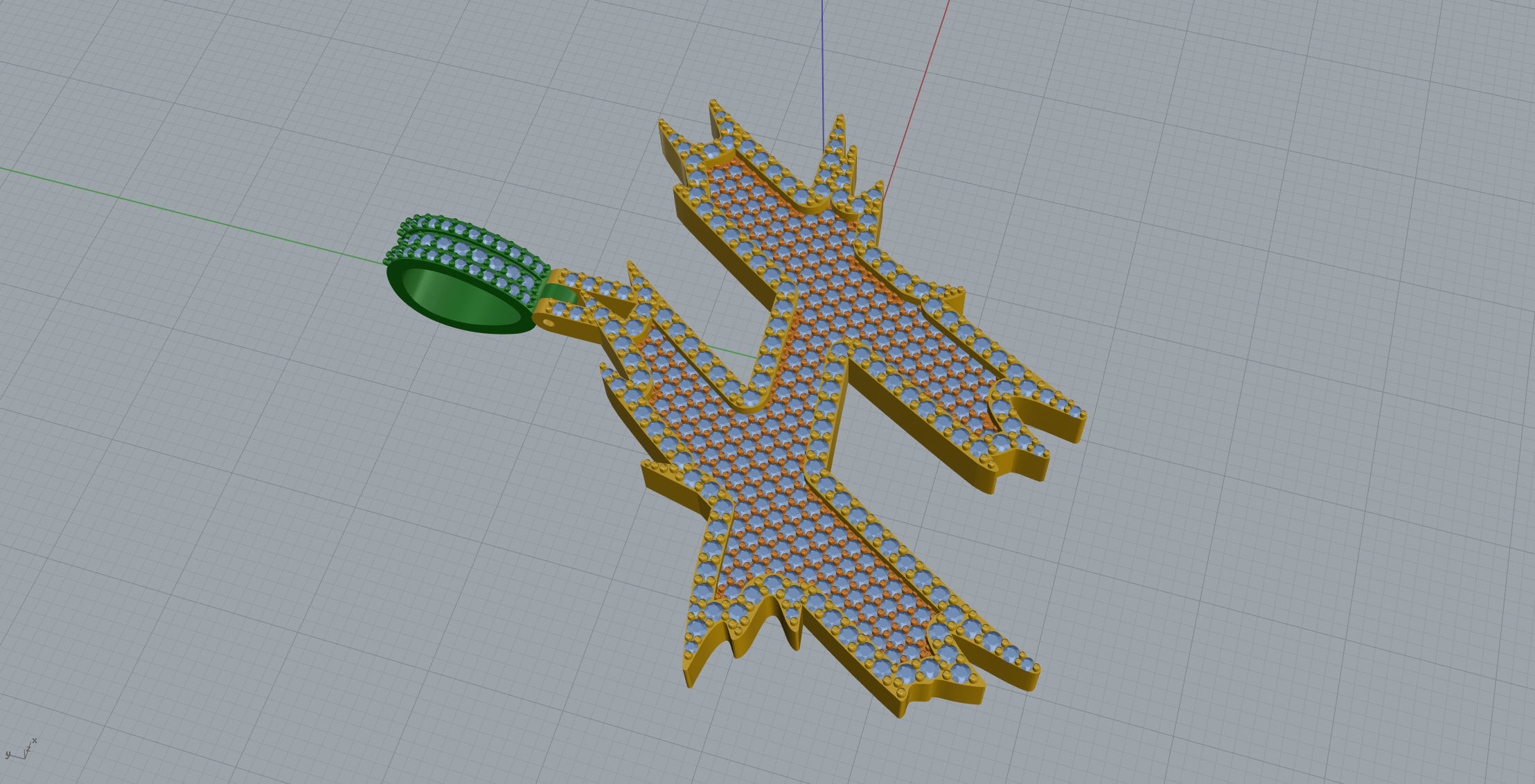 H Font Pendant 3D print model_4