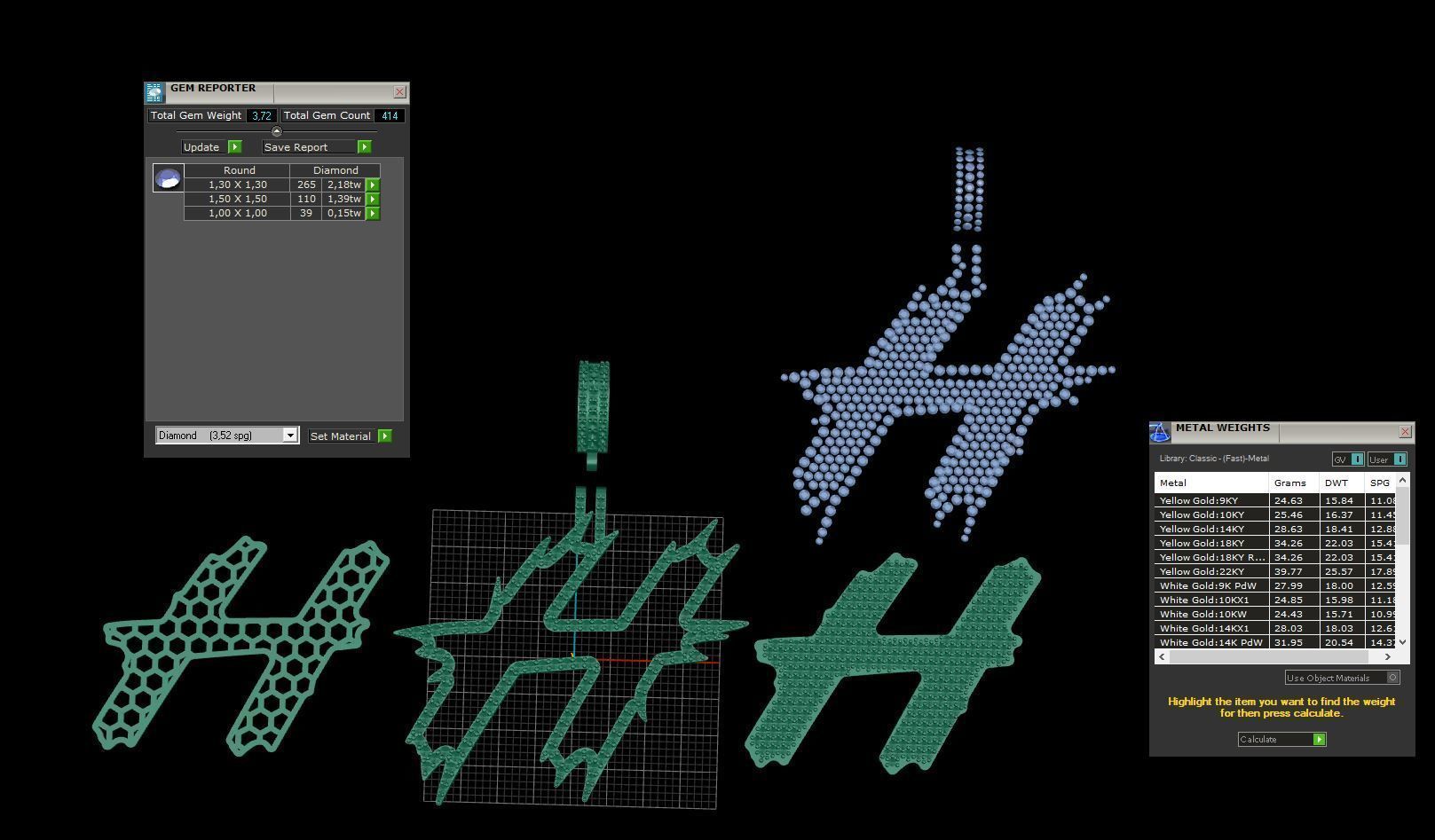 H Font Pendant 3D print model_3