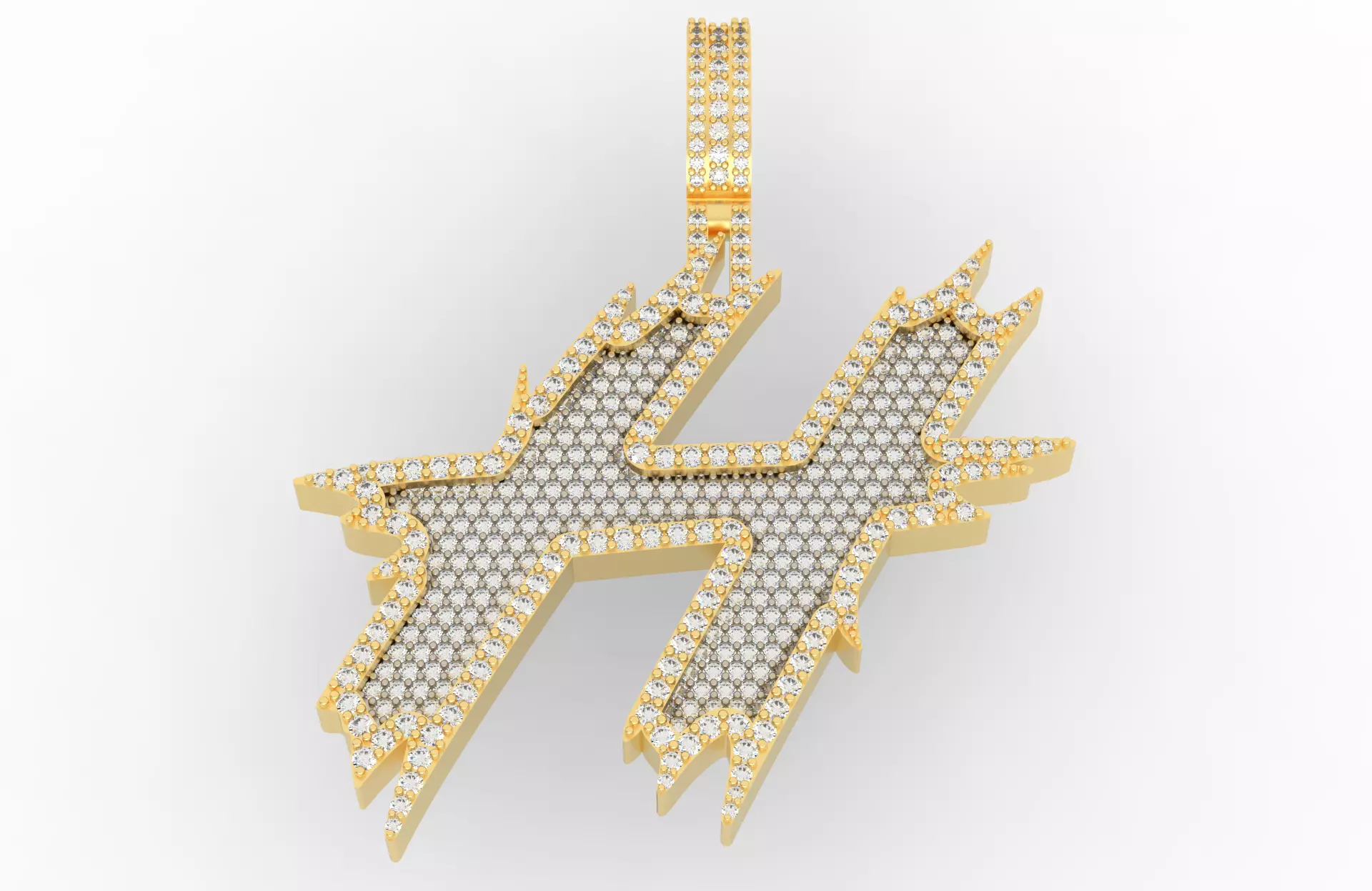 H Font Pendant 3D print model_0