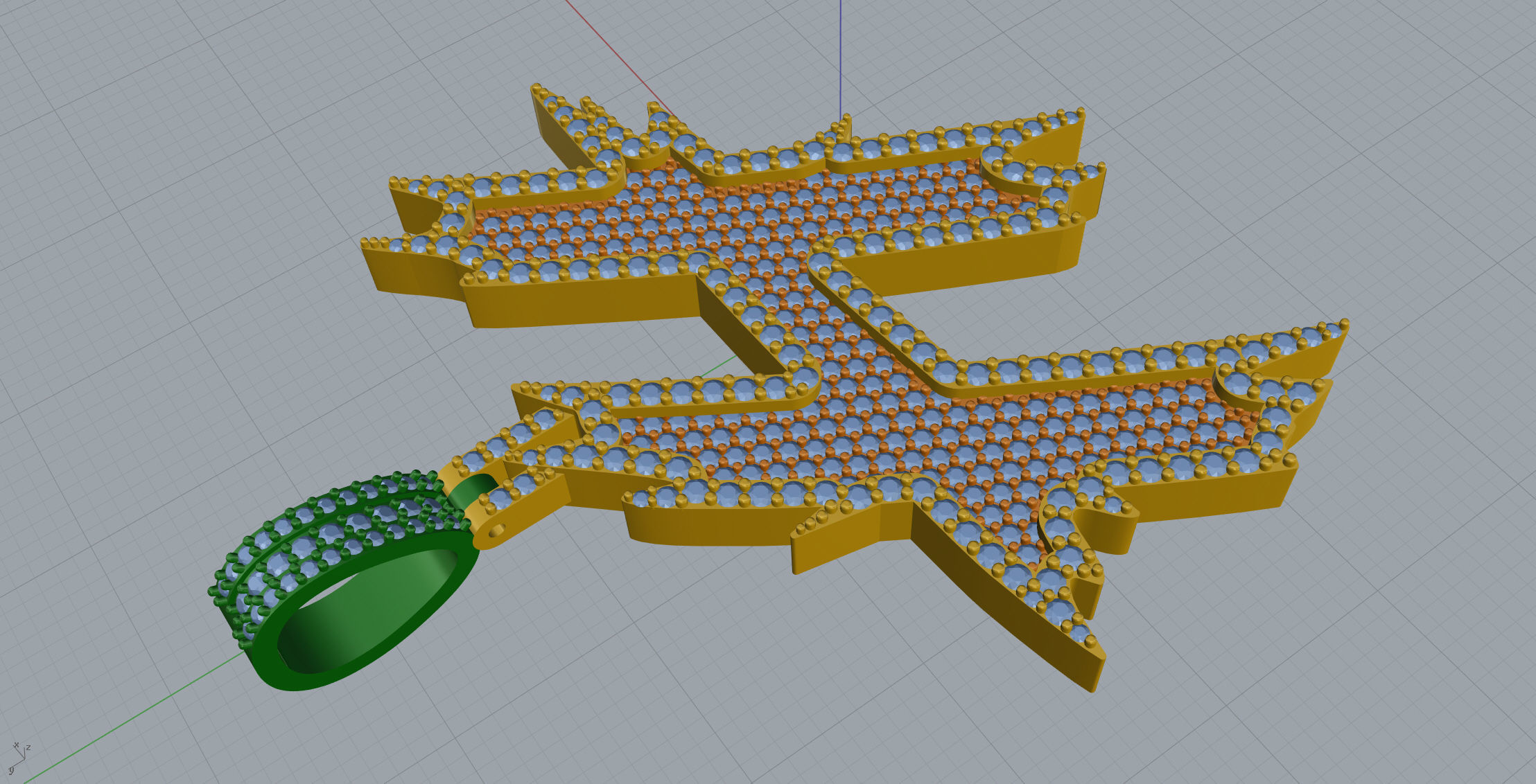 H Font Pendant 3D print model_5