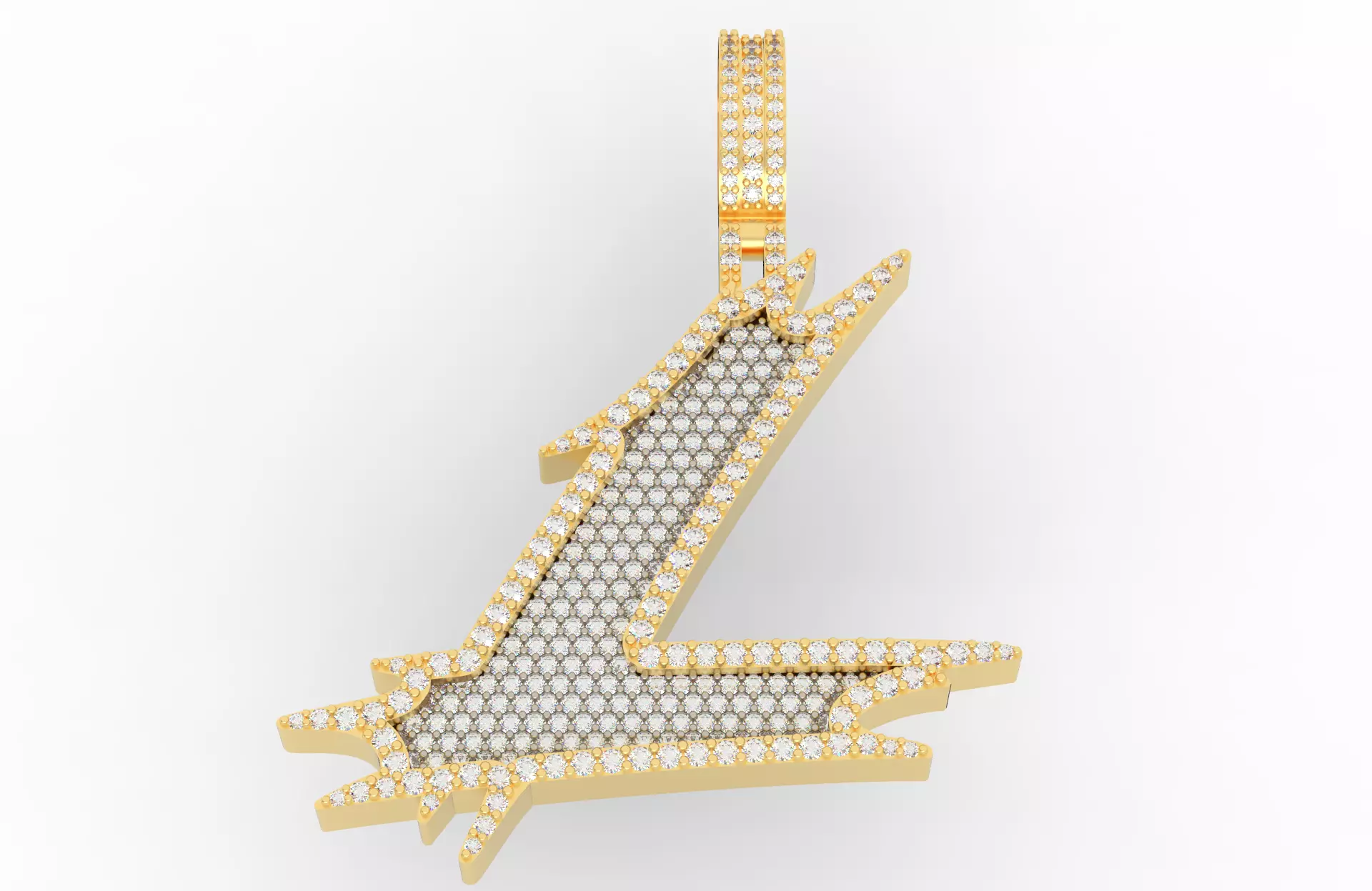 L Font Pendant 3D print model_0