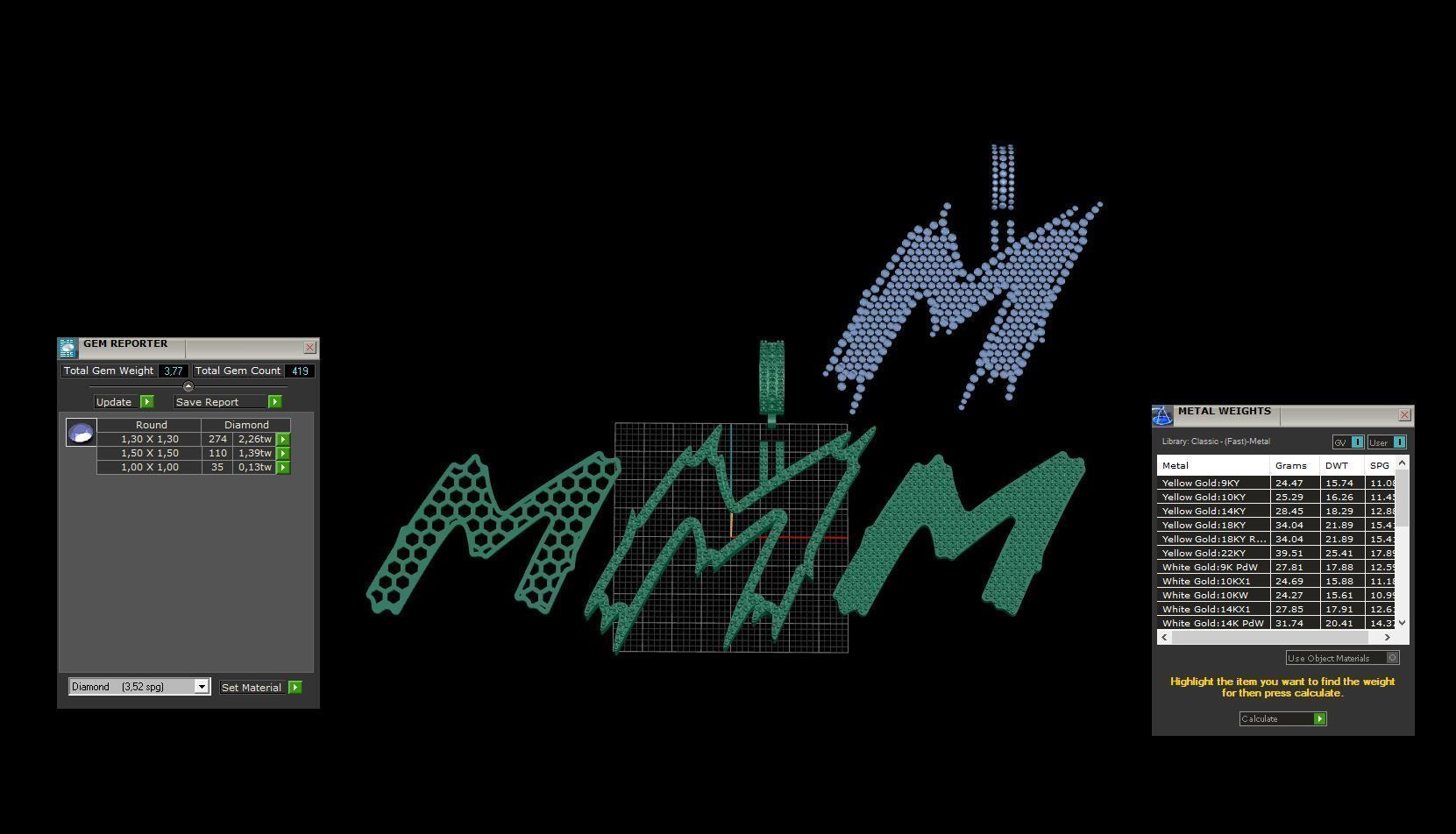 M Font Pendant 3D print model_3