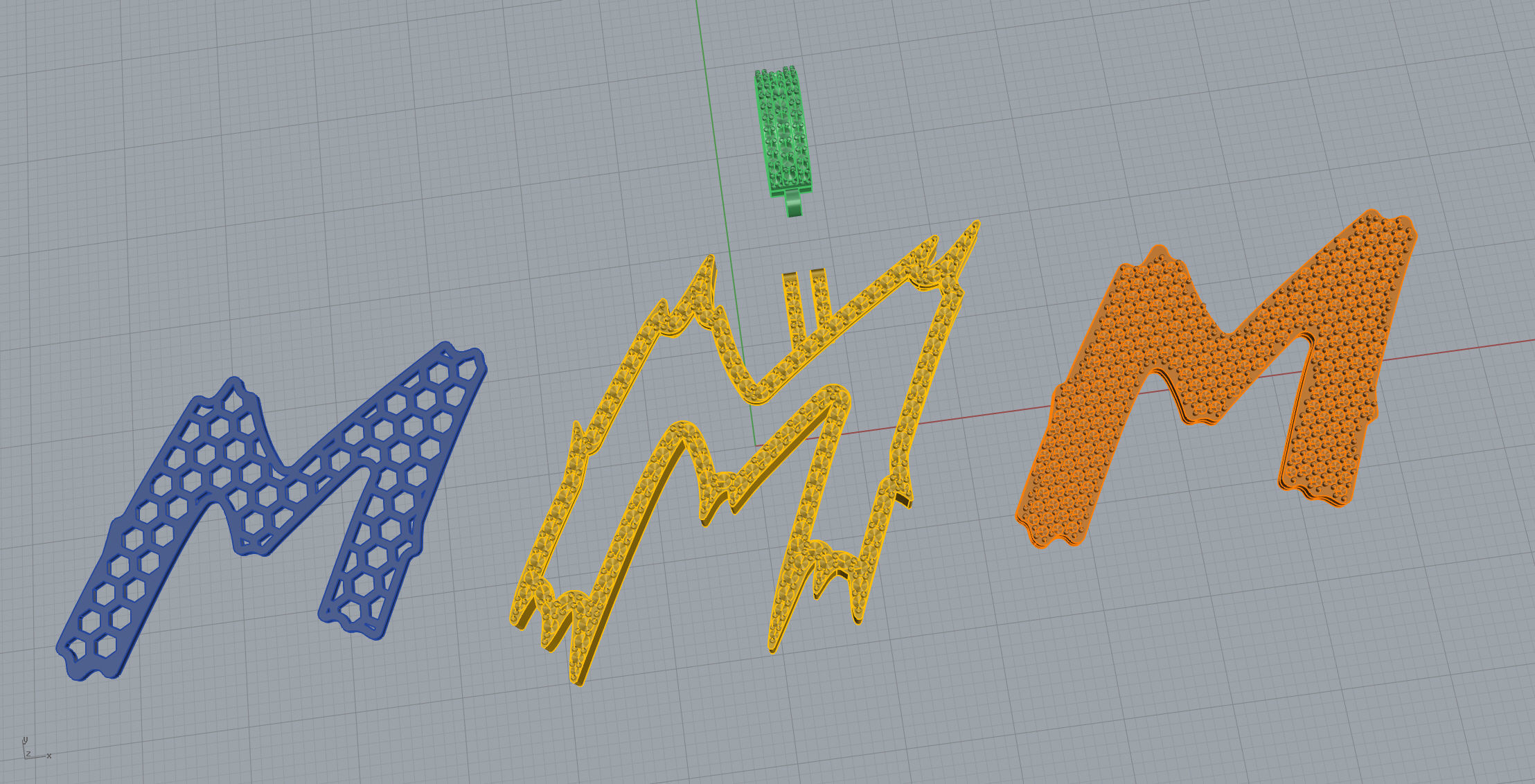 M Font Pendant 3D print model_10