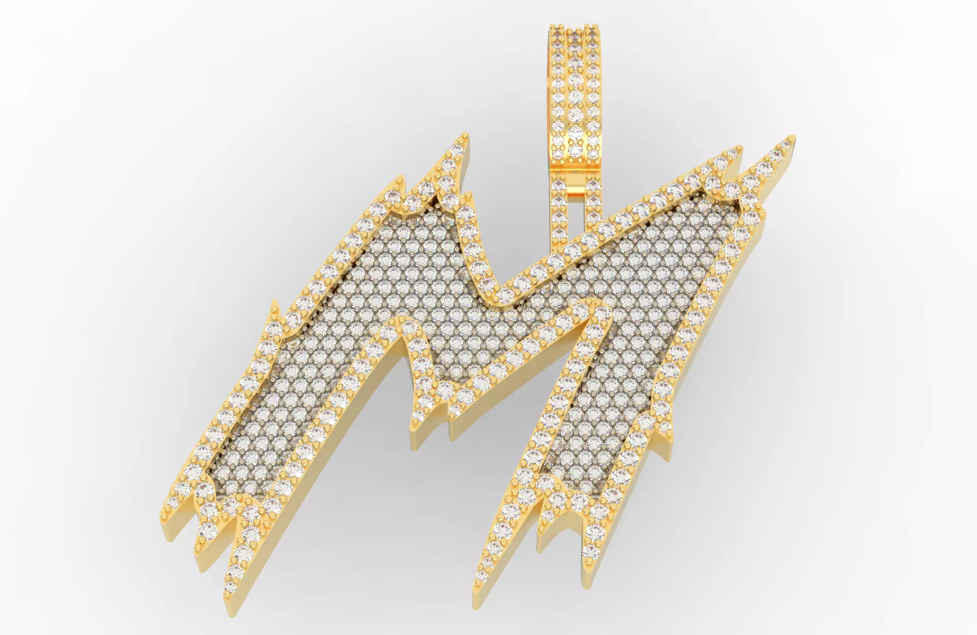 M Font Pendant 3D print model_0