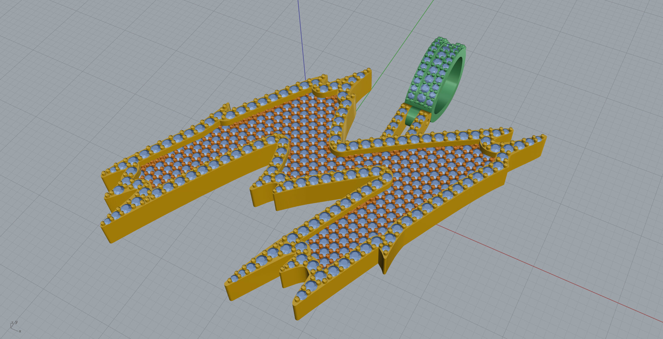 M Font Pendant 3D print model_7