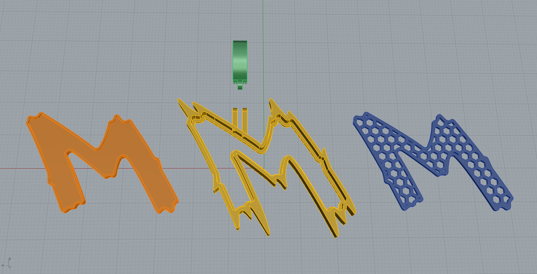 M Font Pendant 3D print model_2