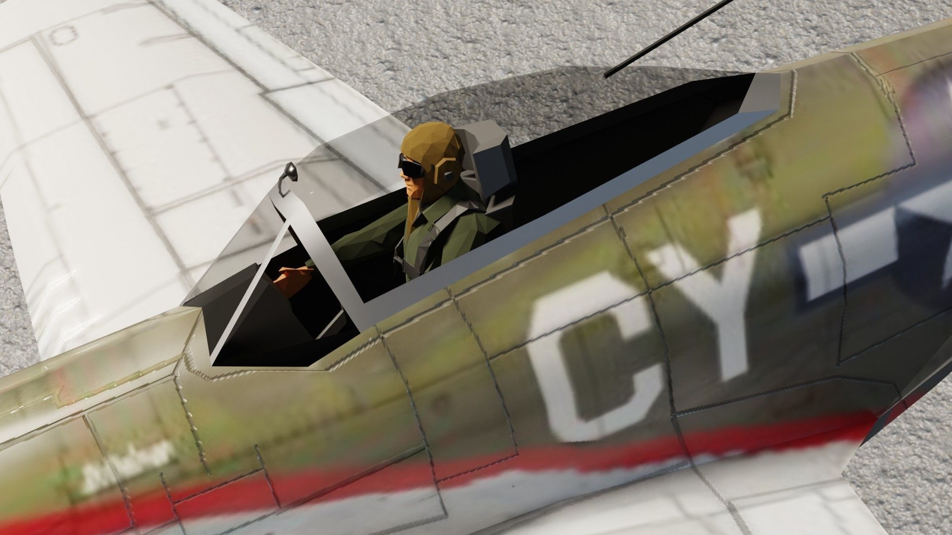 North American P-51D Mustang WW2 fighter Low-poly 3D model_15