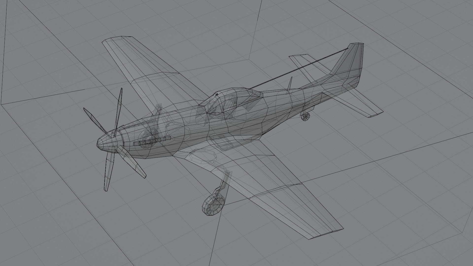 North American P-51D Mustang WW2 fighter Low-poly 3D model_8