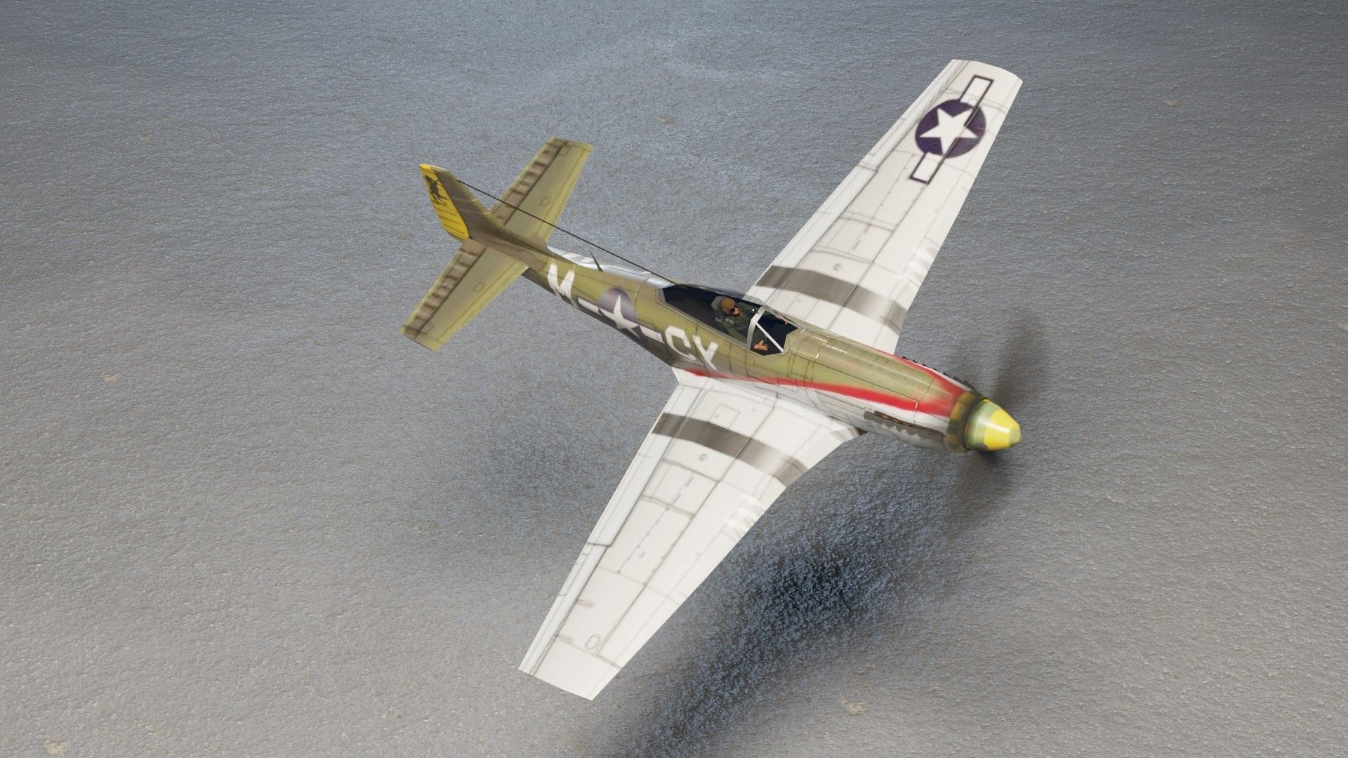 North American P-51D Mustang WW2 fighter Low-poly 3D model_13