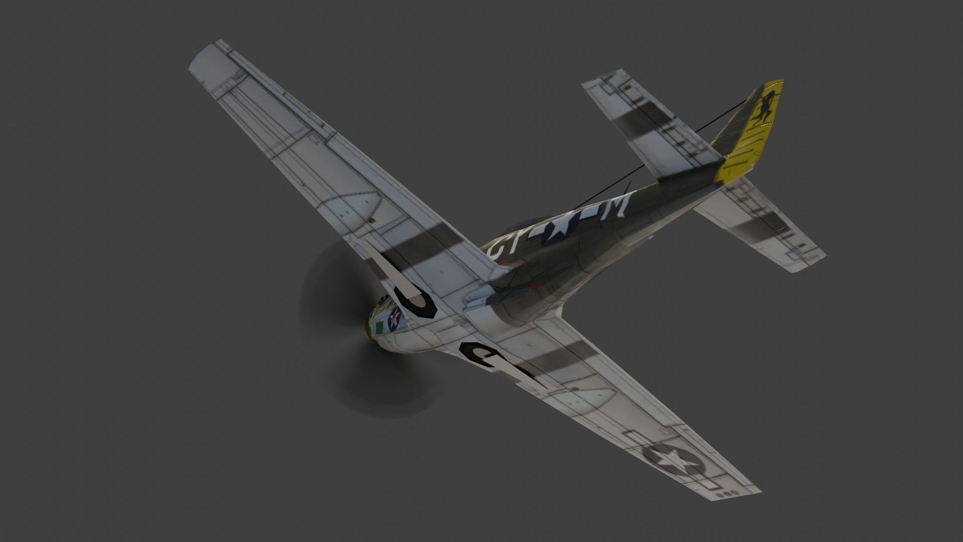 North American P-51D Mustang WW2 fighter Low-poly 3D model_12