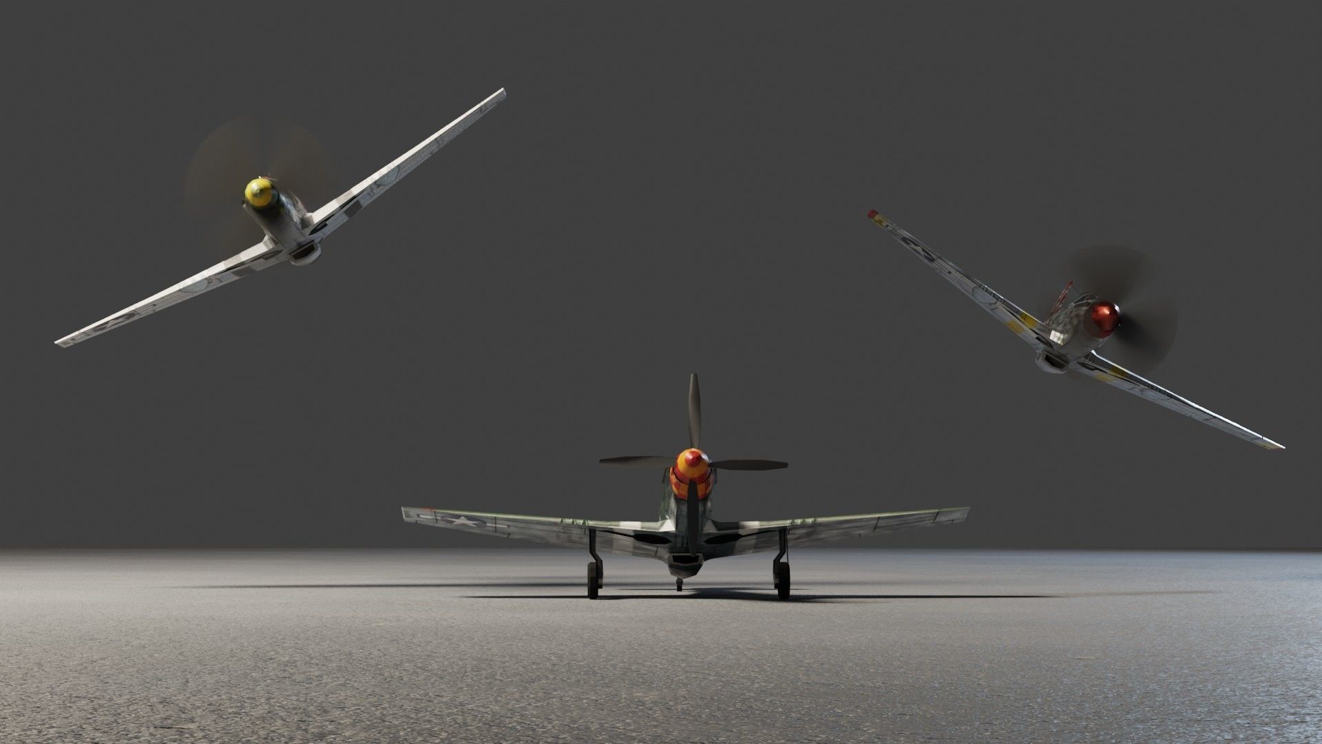 North American P-51D Mustang WW2 fighter Low-poly 3D model_5