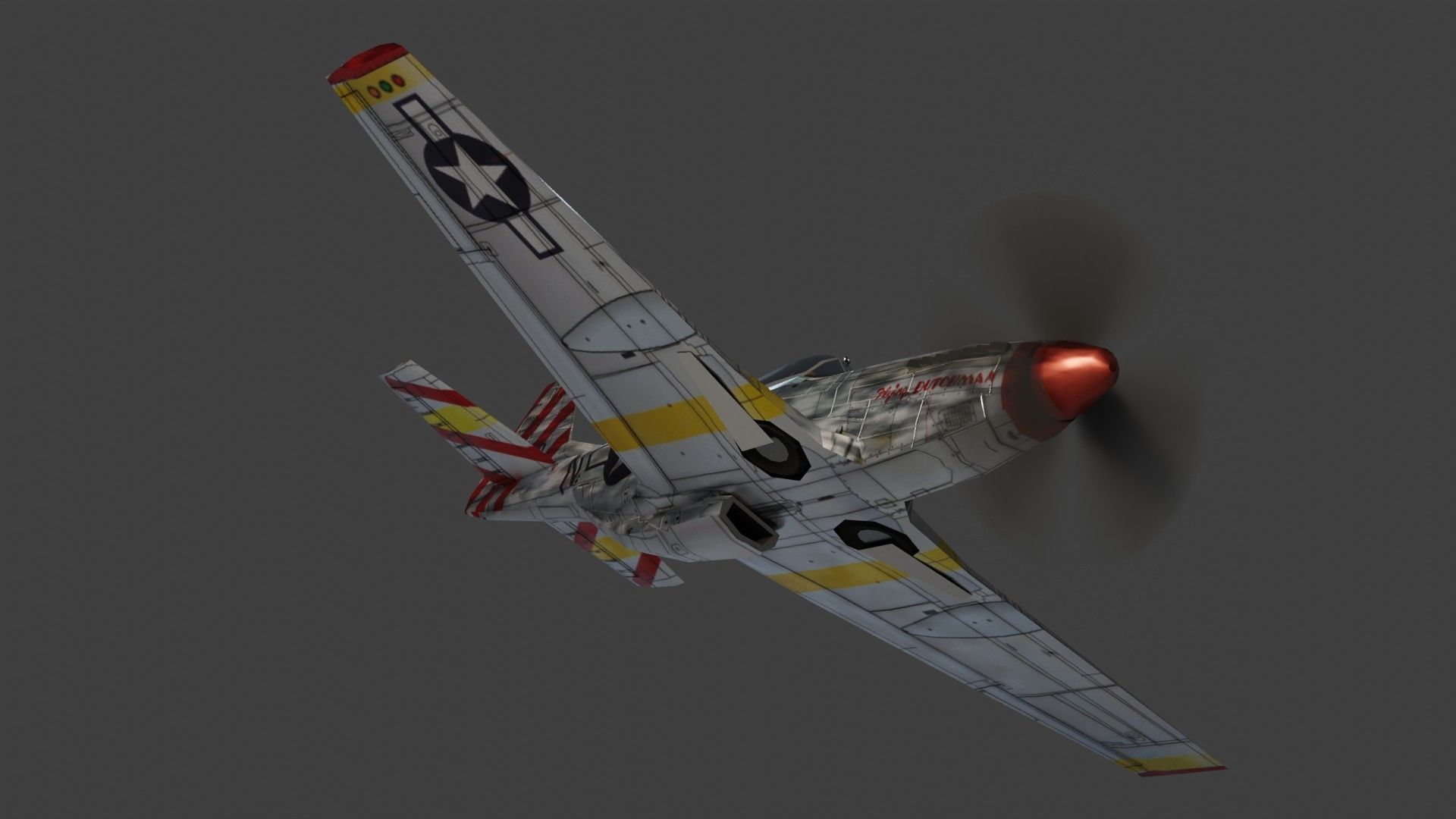 North American P-51D Mustang WW2 fighter Low-poly 3D model_10