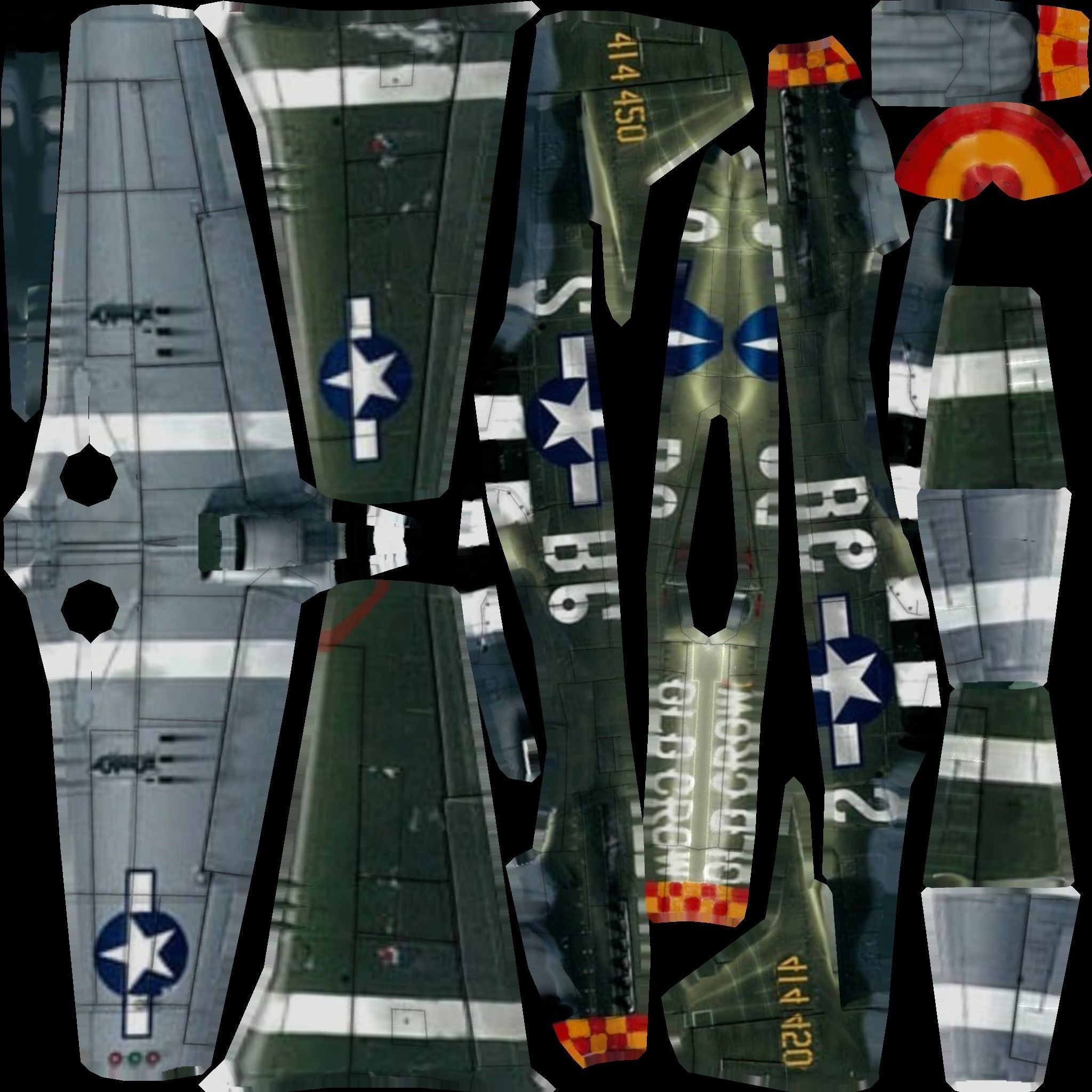 North American P-51D Mustang WW2 fighter Low-poly 3D model_17