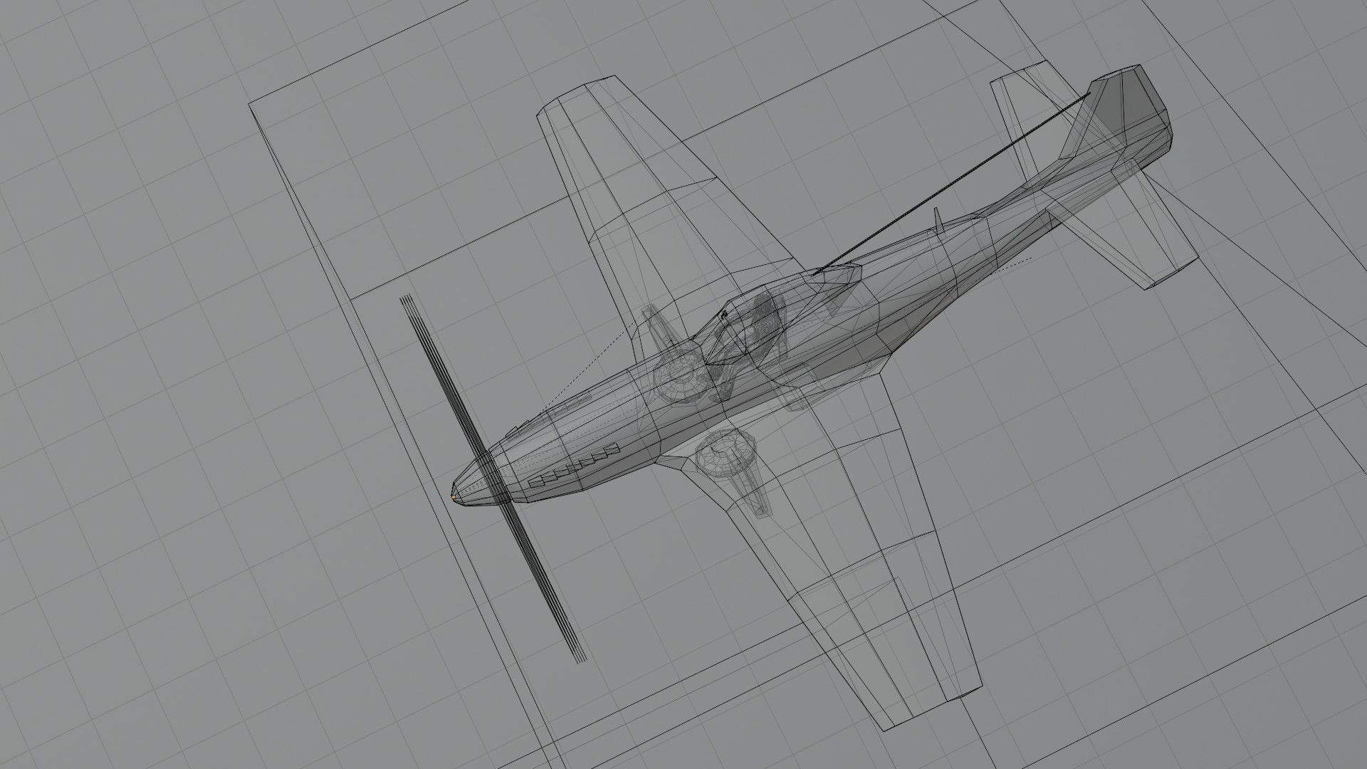 North American P-51D Mustang WW2 fighter Low-poly 3D model_16