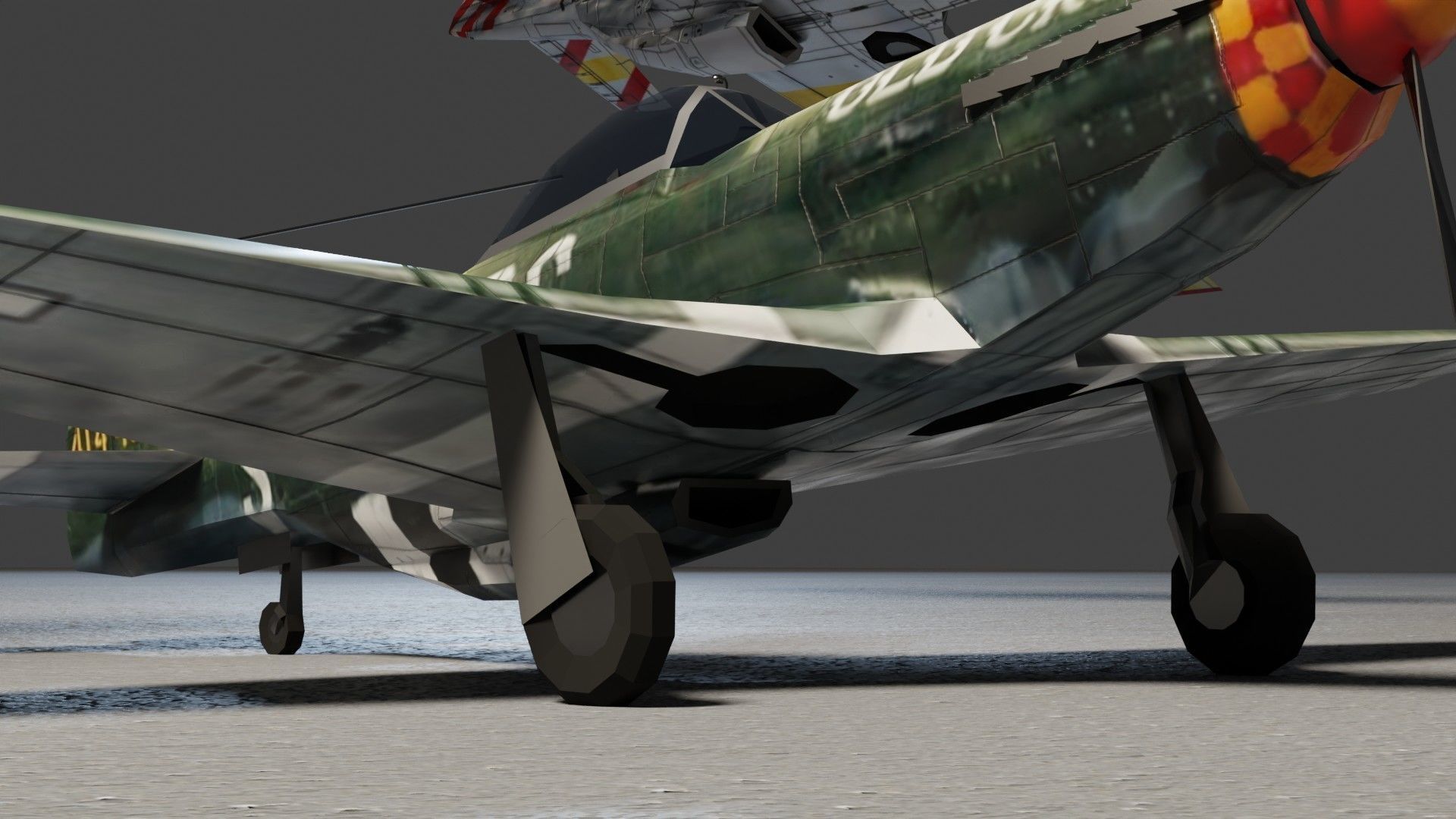 North American P-51D Mustang WW2 fighter Low-poly 3D model_14